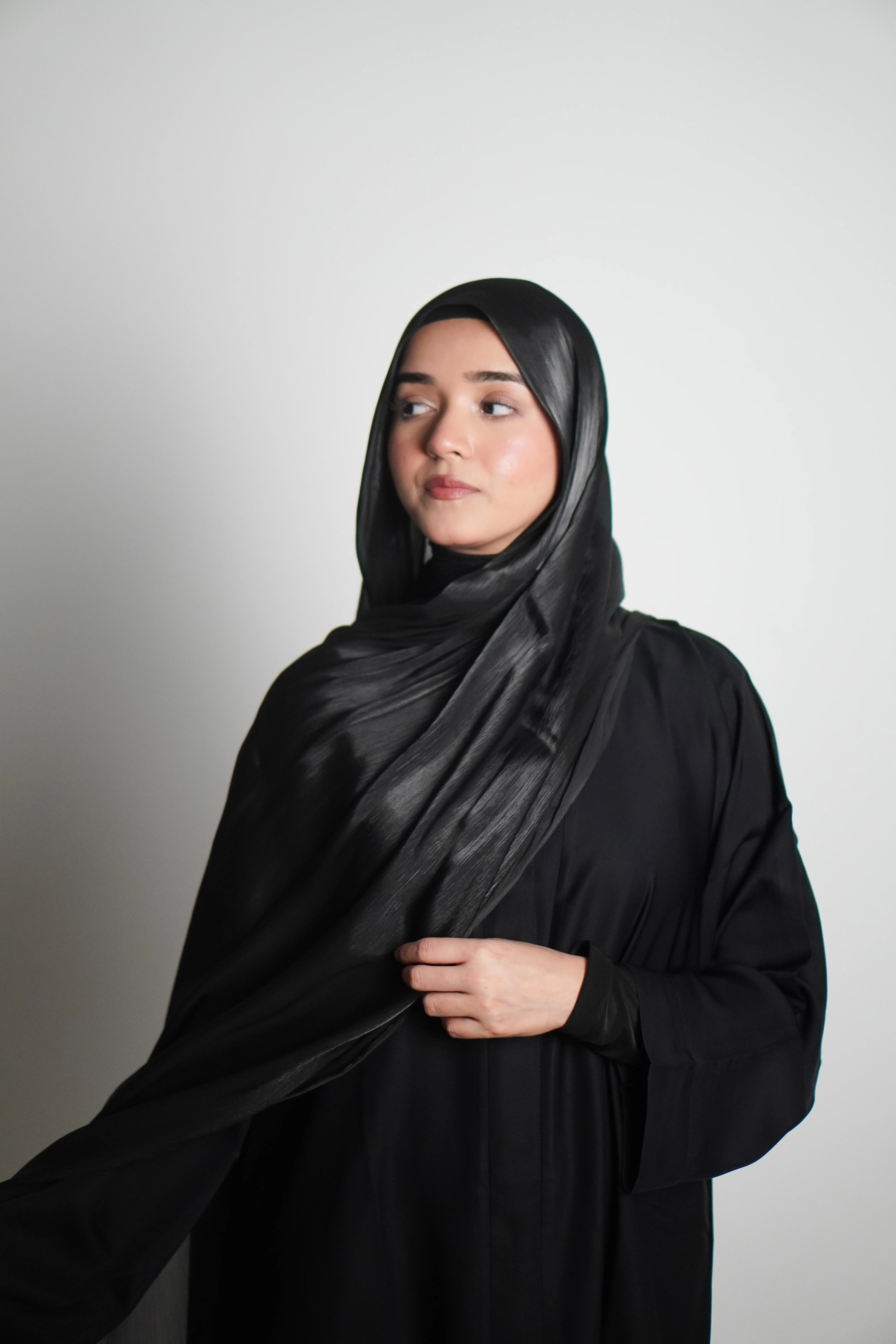 Premium Organza Hijab - Midnight Black - Image 9
