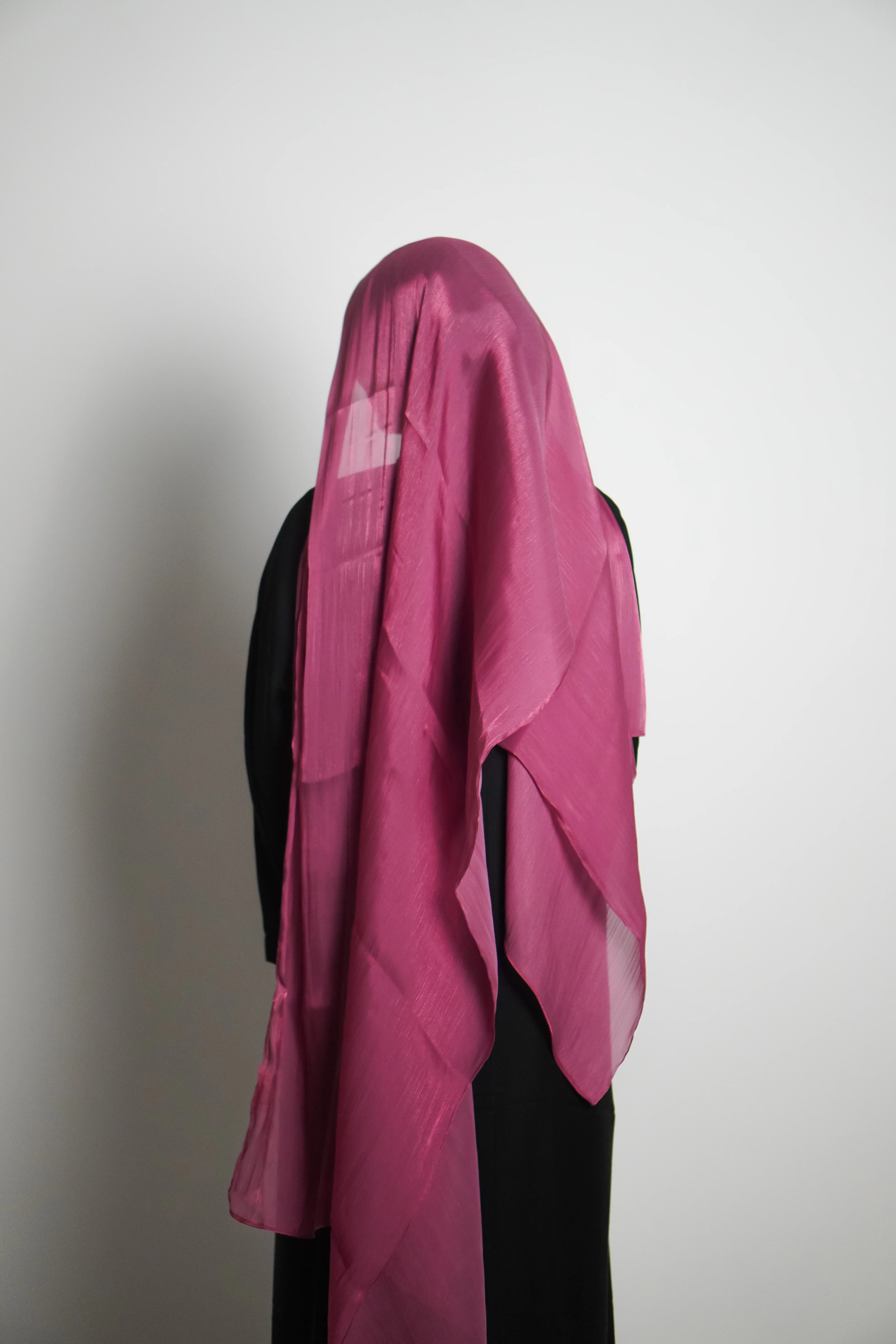 Premium Organza Hijab - Rose Pink - Image 8