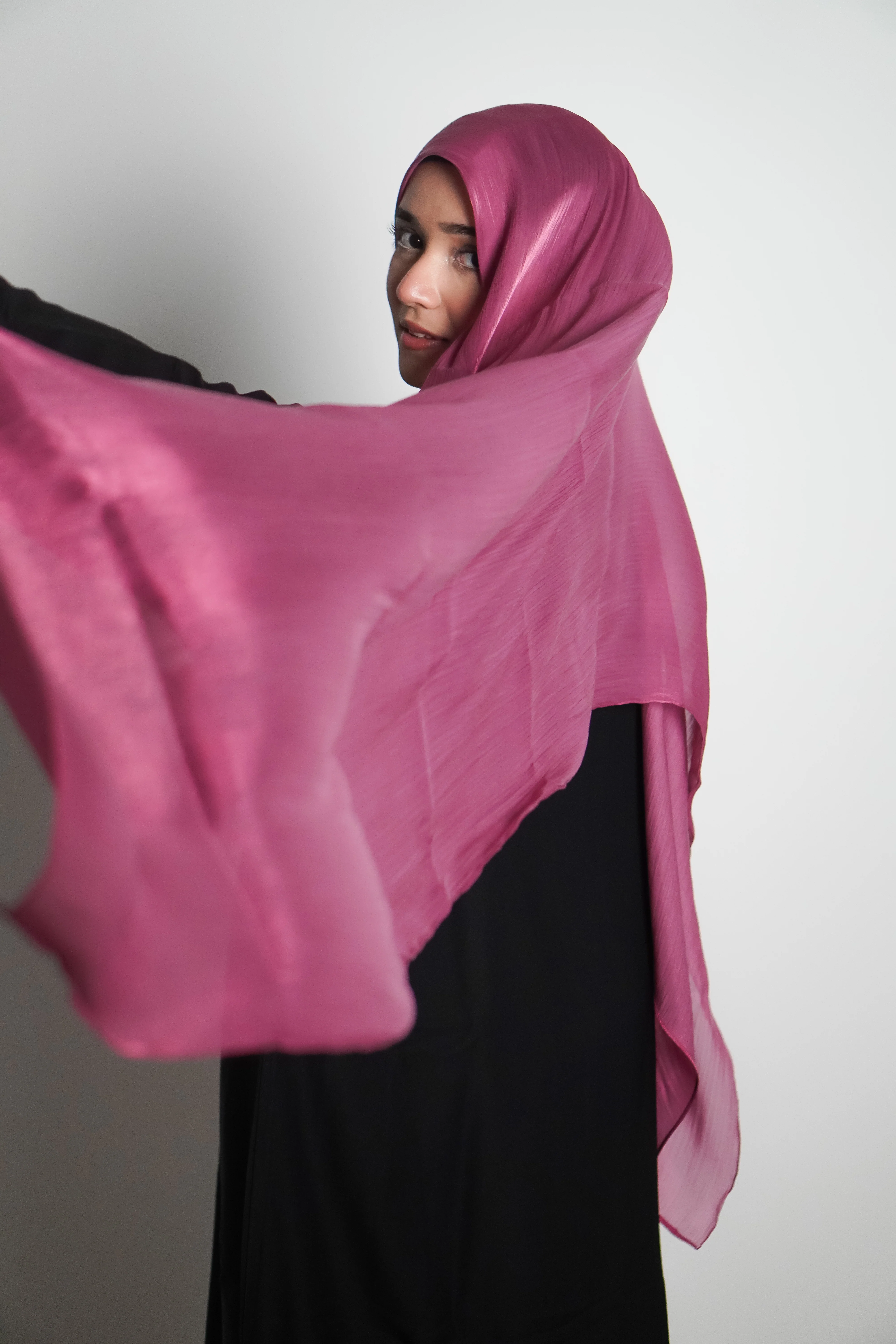Premium Organza Hijab - Rose Pink - Image 9