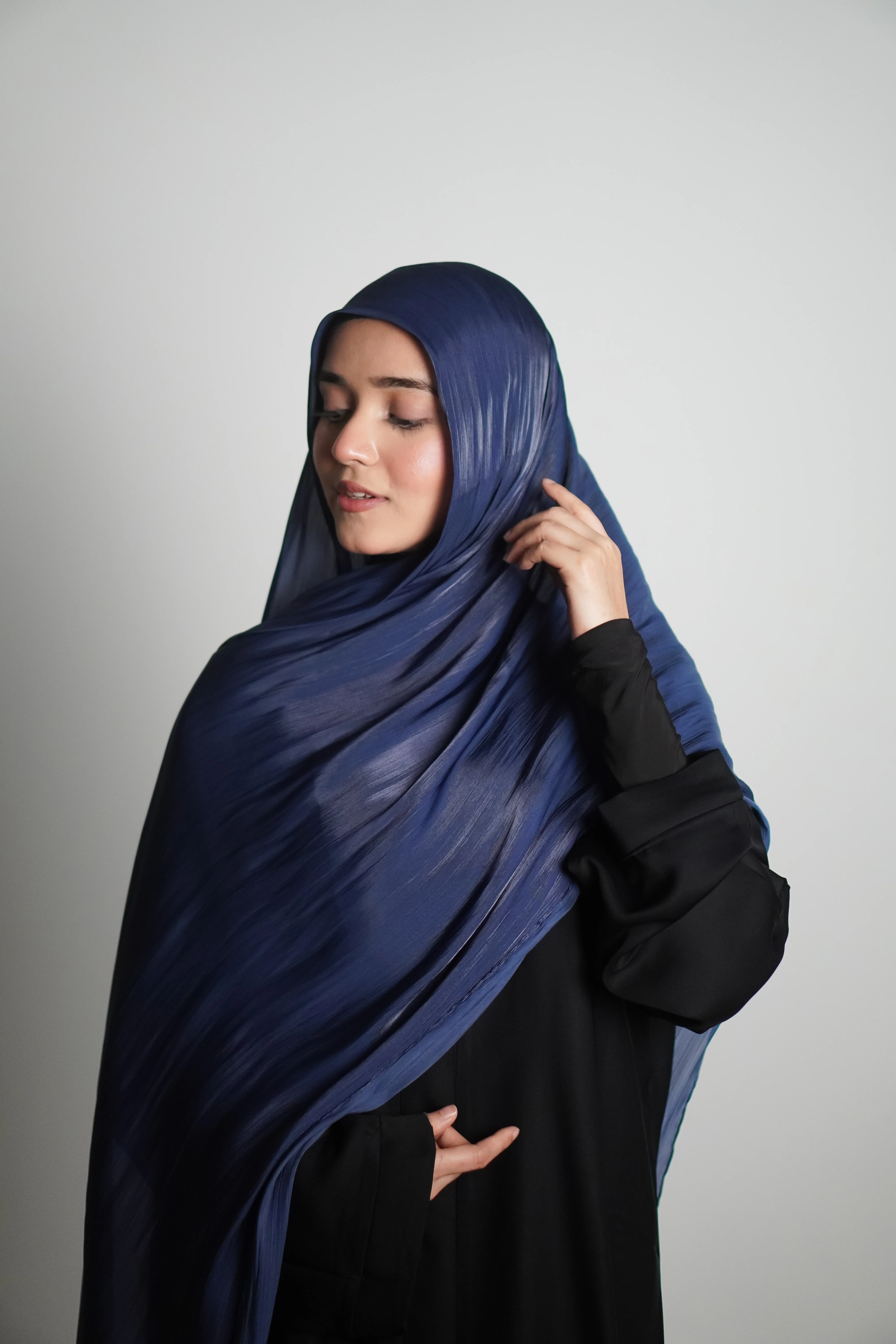 Premium Organza Hijab - Royal Blue - Image 10