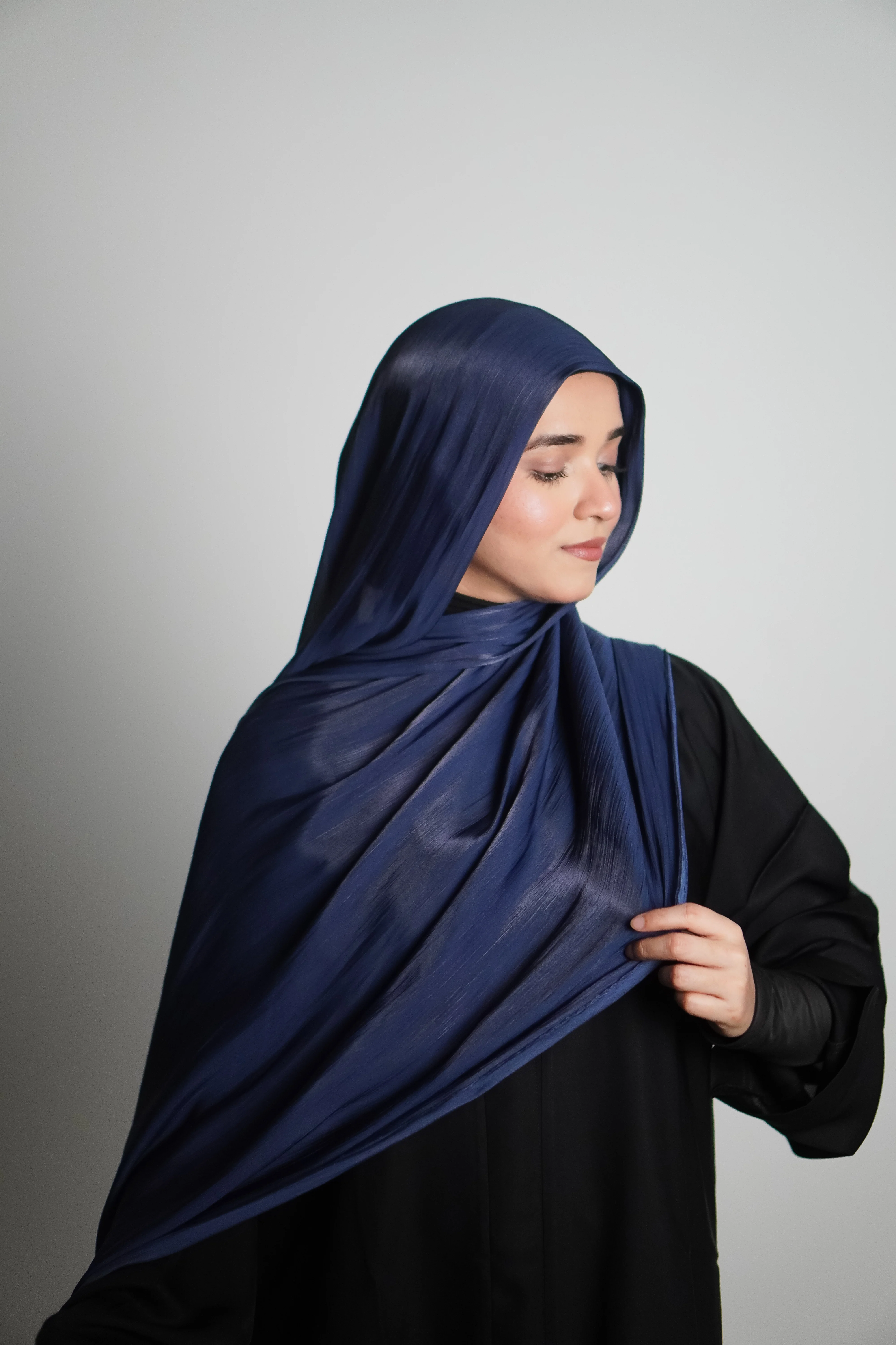 Premium Organza Hijab - Royal Blue - Image 11
