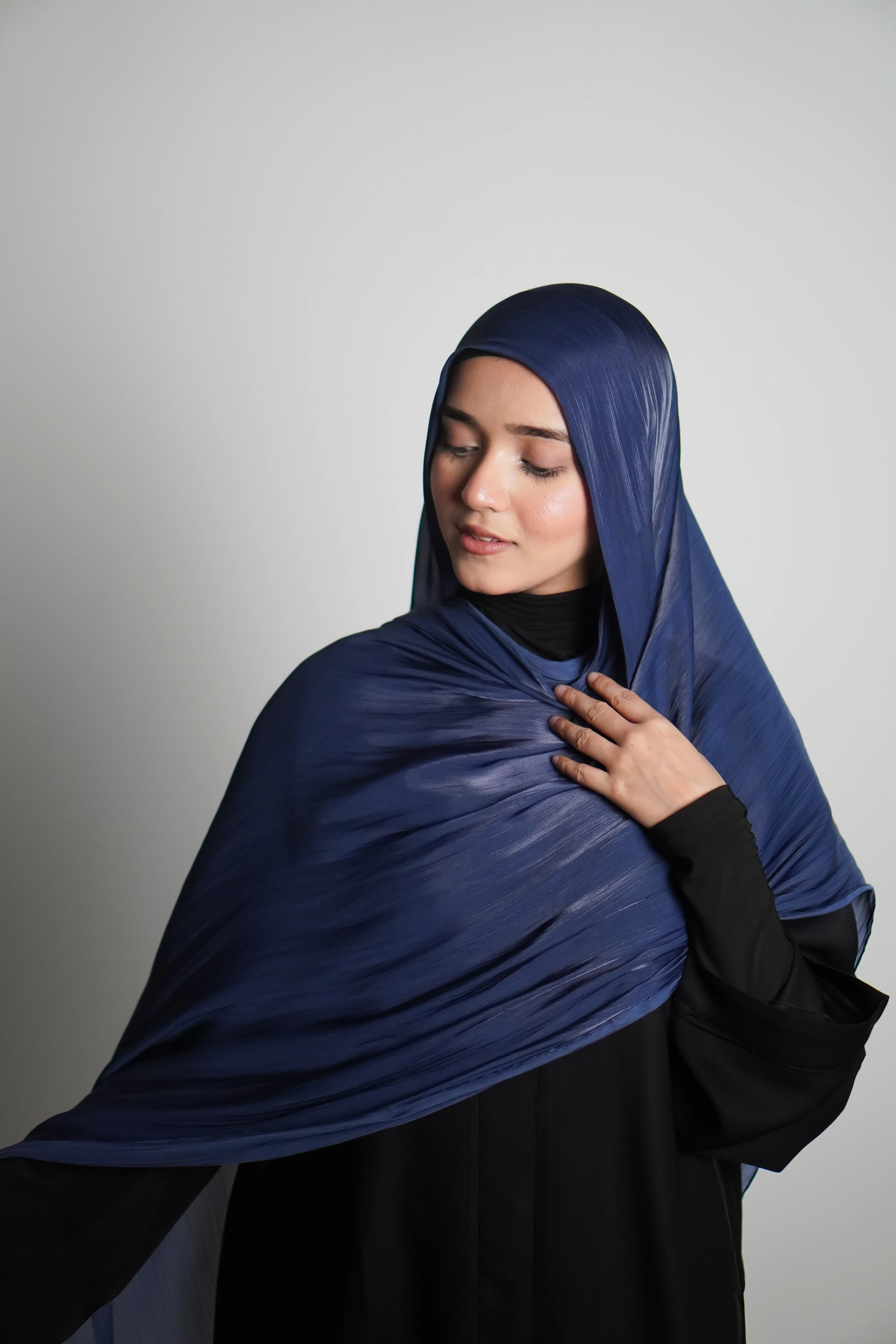 Premium Organza Hijab - Royal Blue - Image 12
