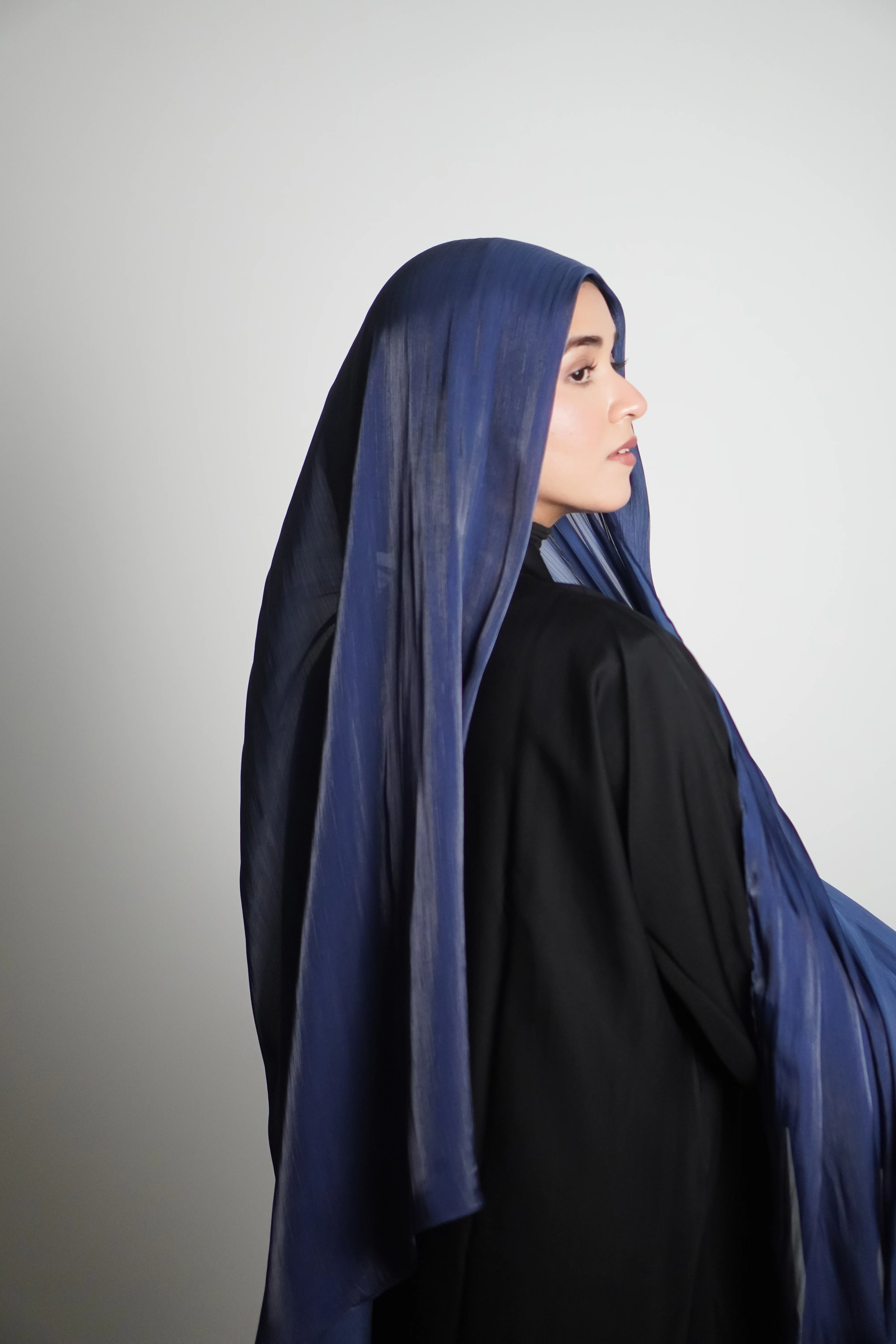 Premium Organza Hijab - Royal Blue - Image 14