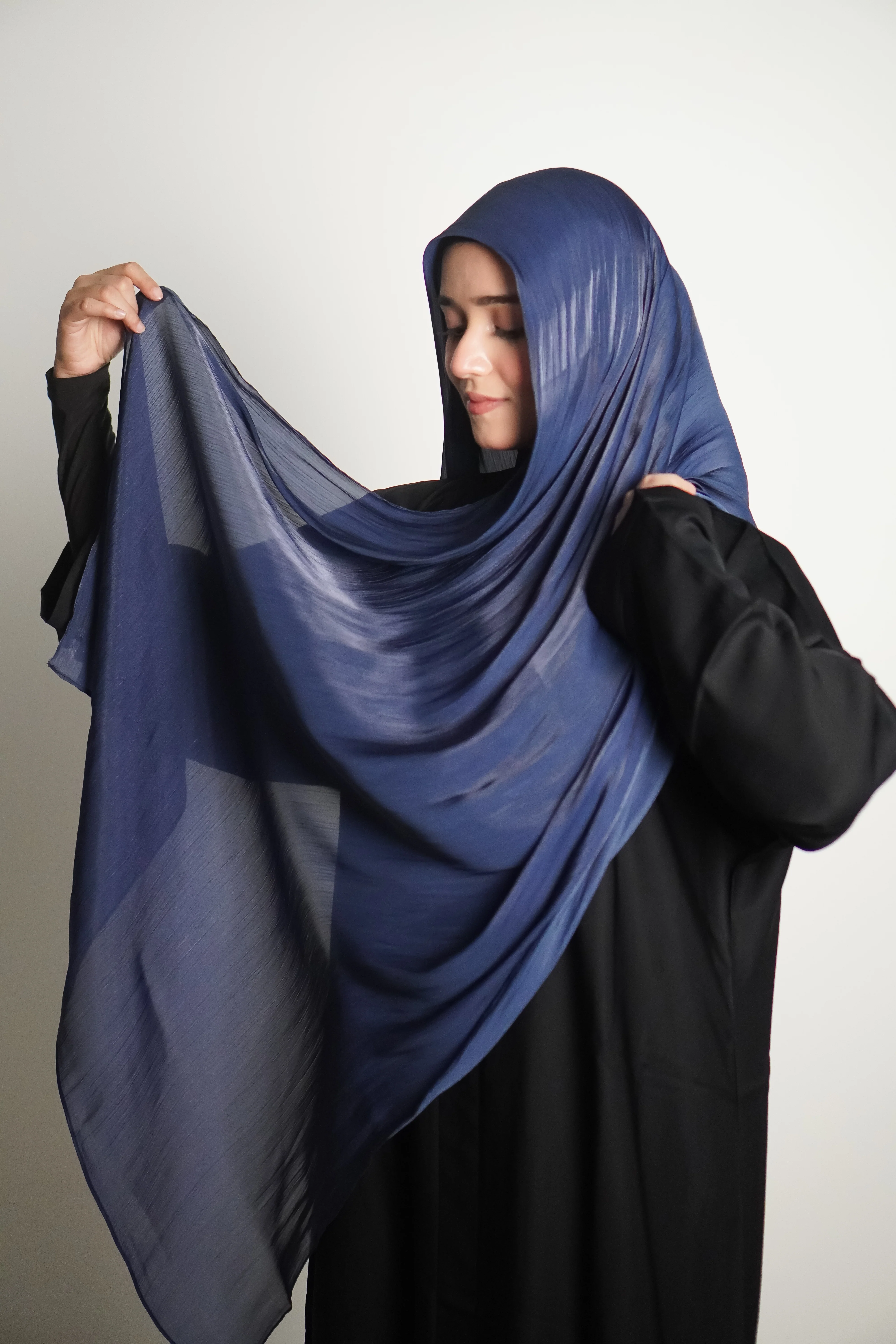 Premium Organza Hijab - Royal Blue - Image 22