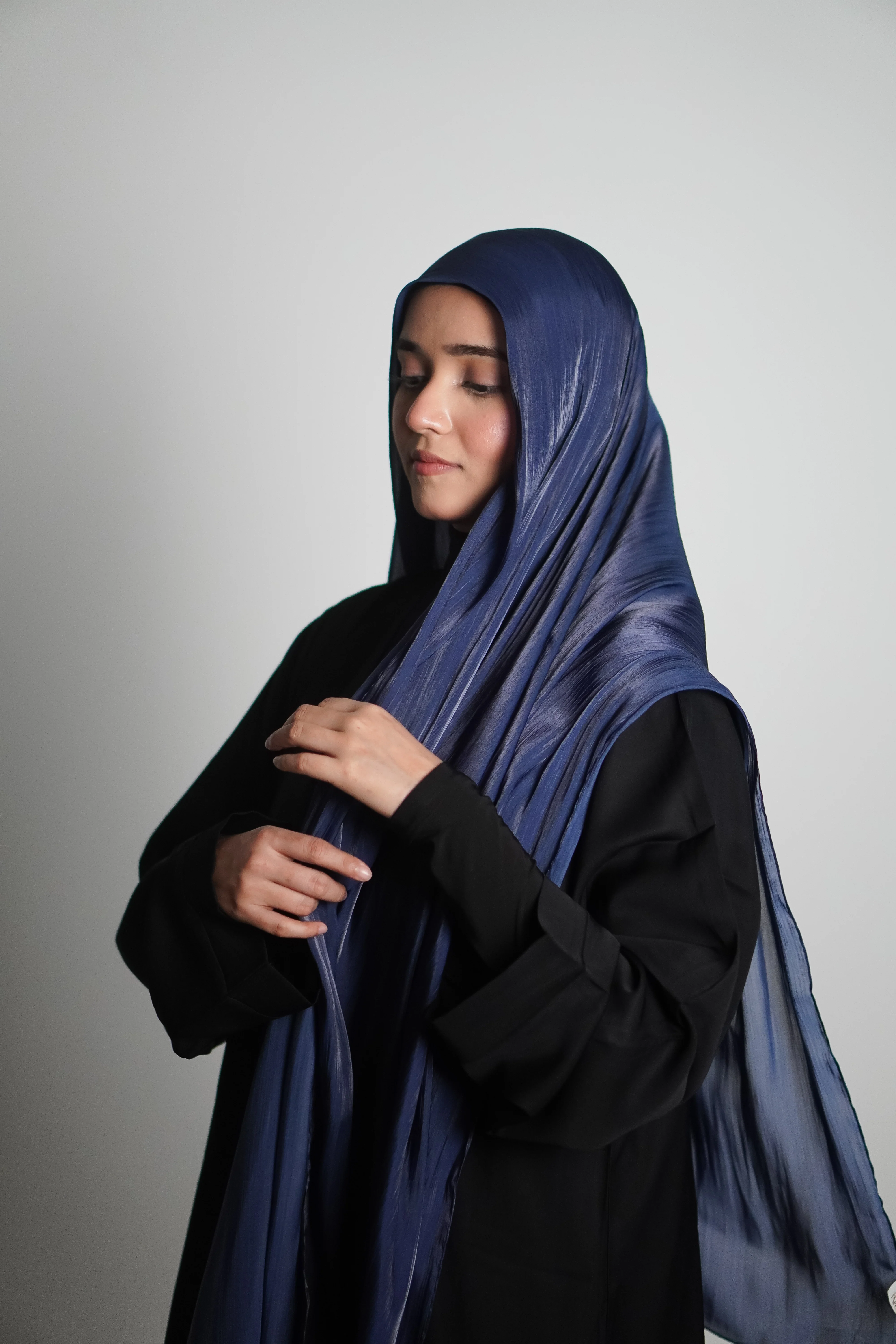 Premium Organza Hijab - Royal Blue - Image 6