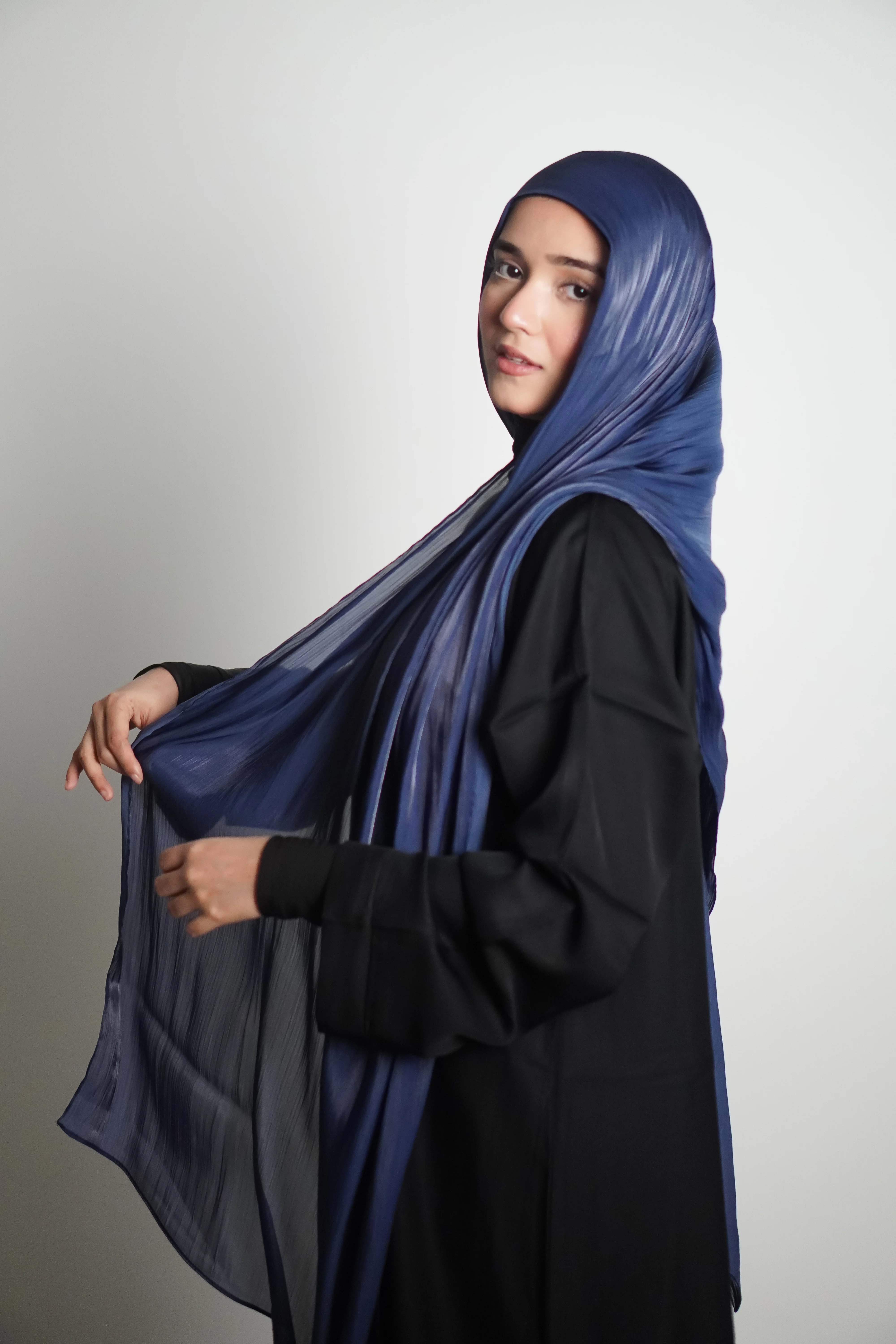 Premium Organza Hijab - Royal Blue - Image 8
