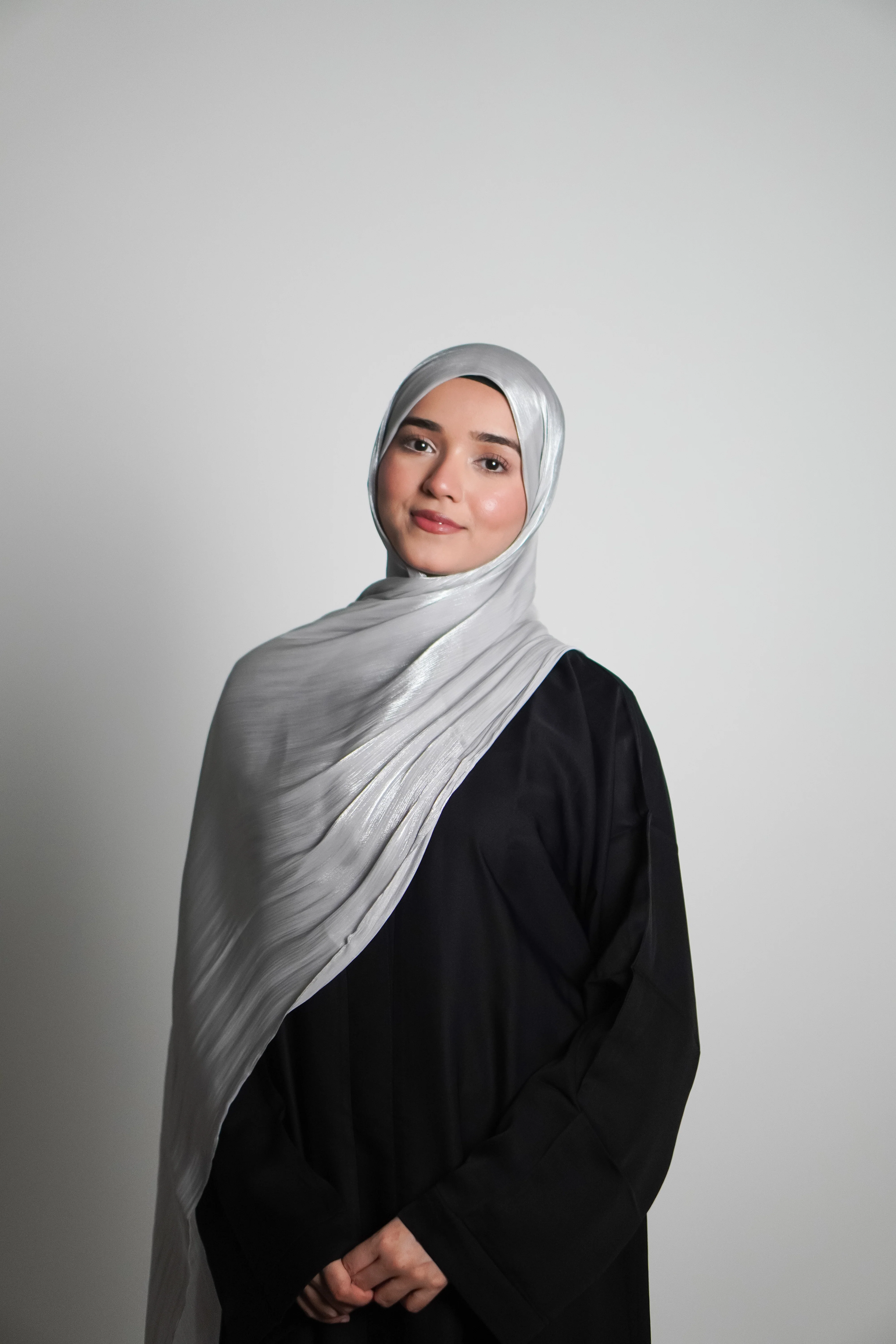 Premium Organza Hijab - Silver Grey - Image 4