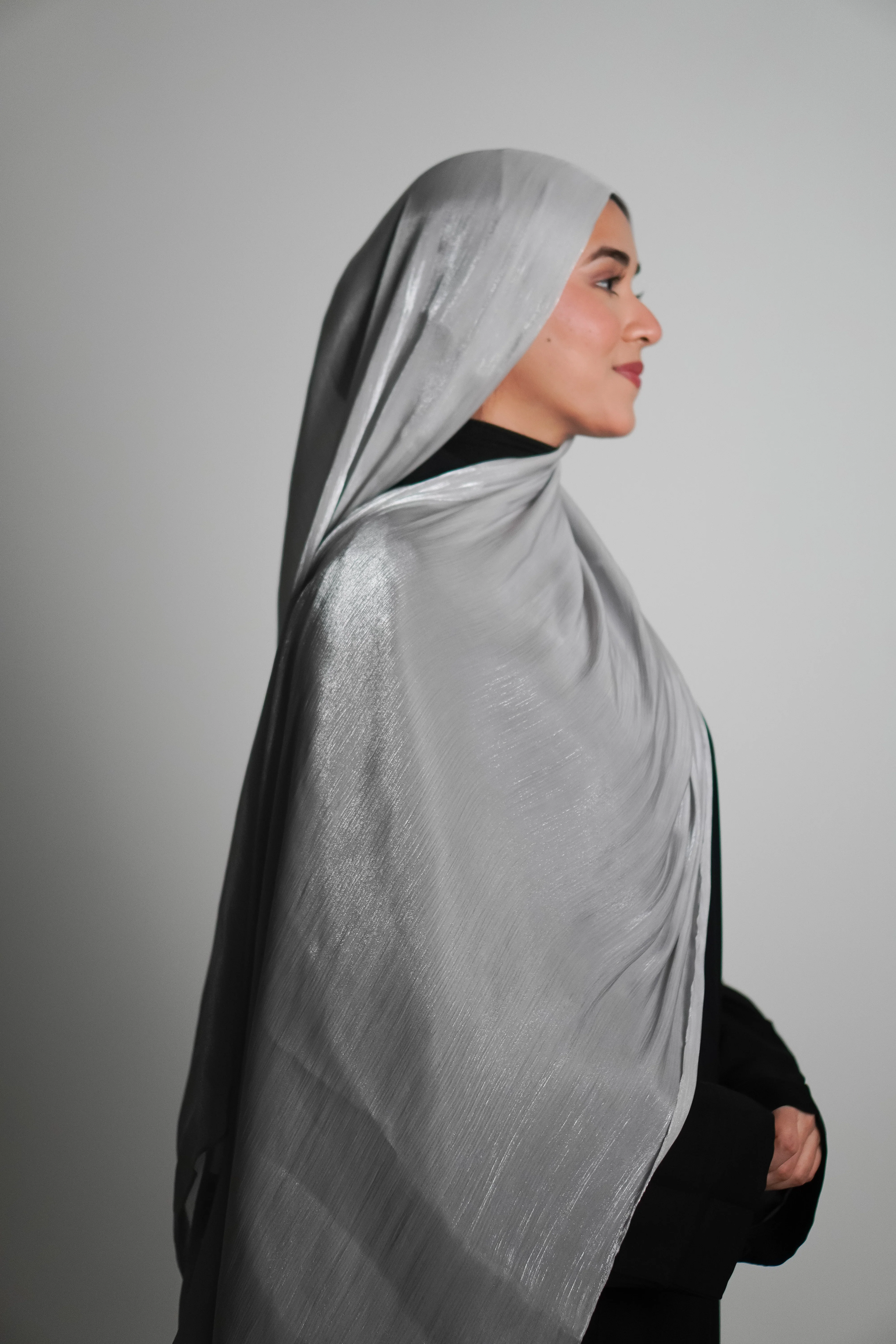 Premium Organza Hijab - Silver Grey - Image 5