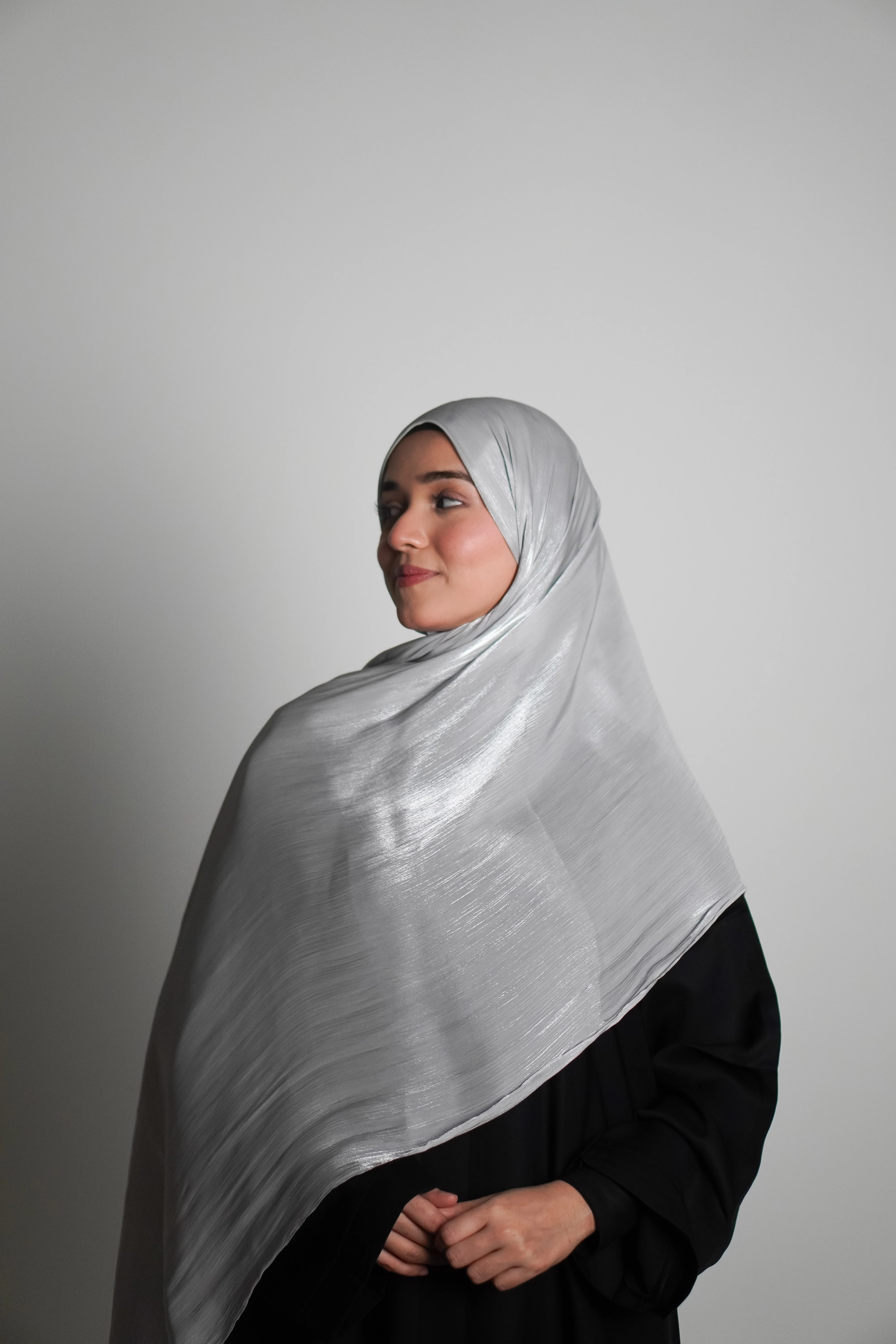 Premium Organza Hijab - Silver Grey - Image 6