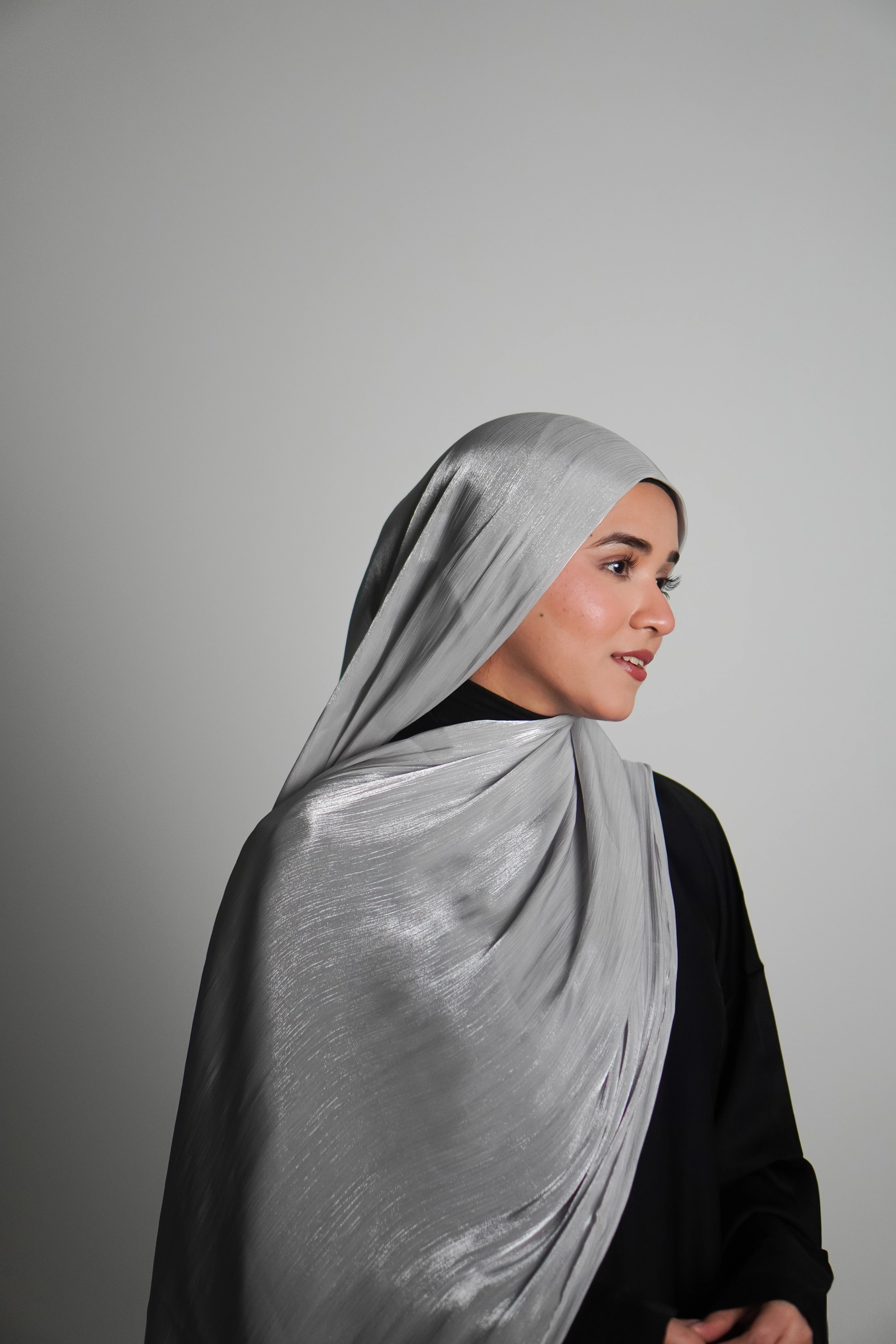 Premium Organza Hijab - Silver Grey - Image 7