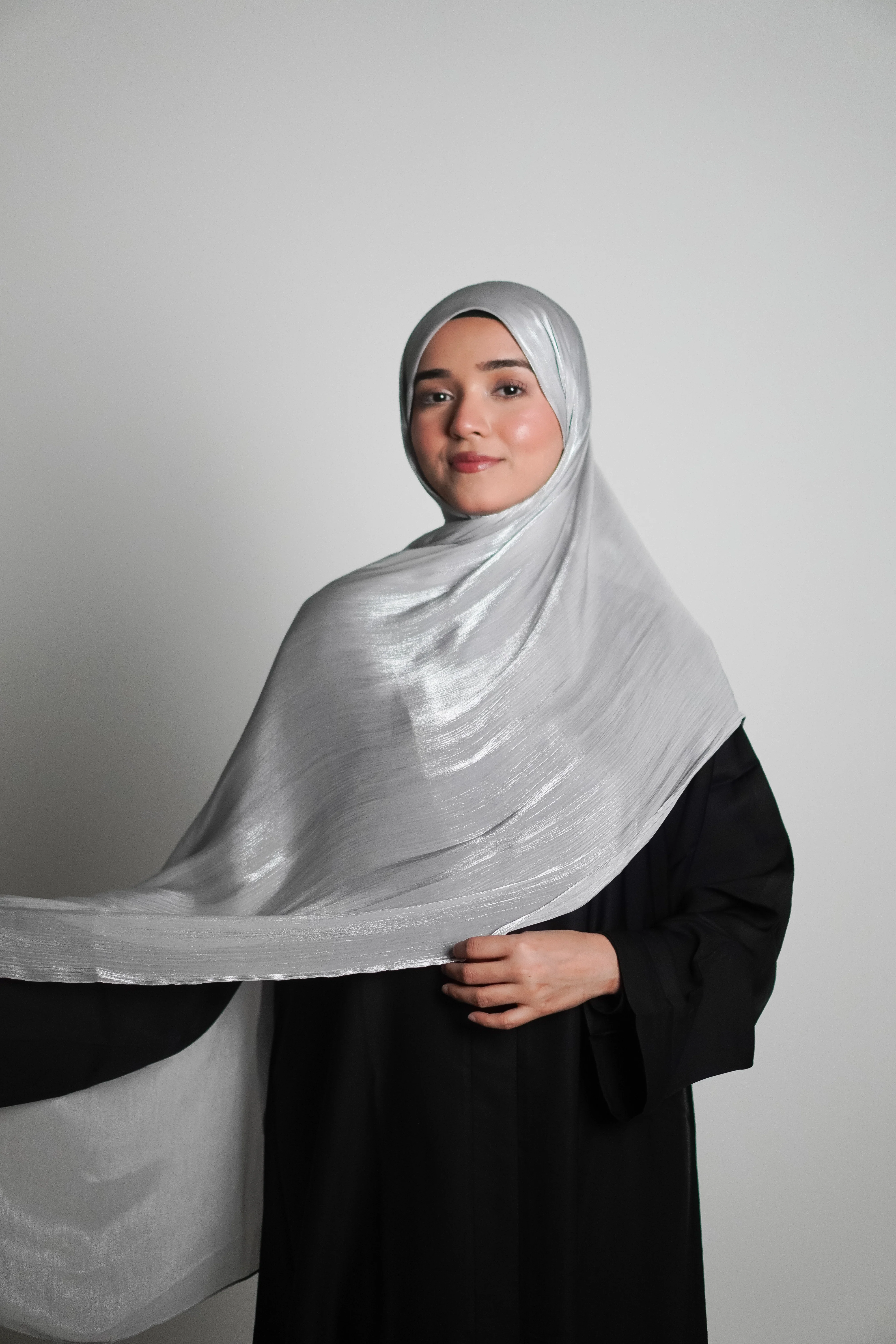 Premium Organza Hijab - Silver Grey - Image 8