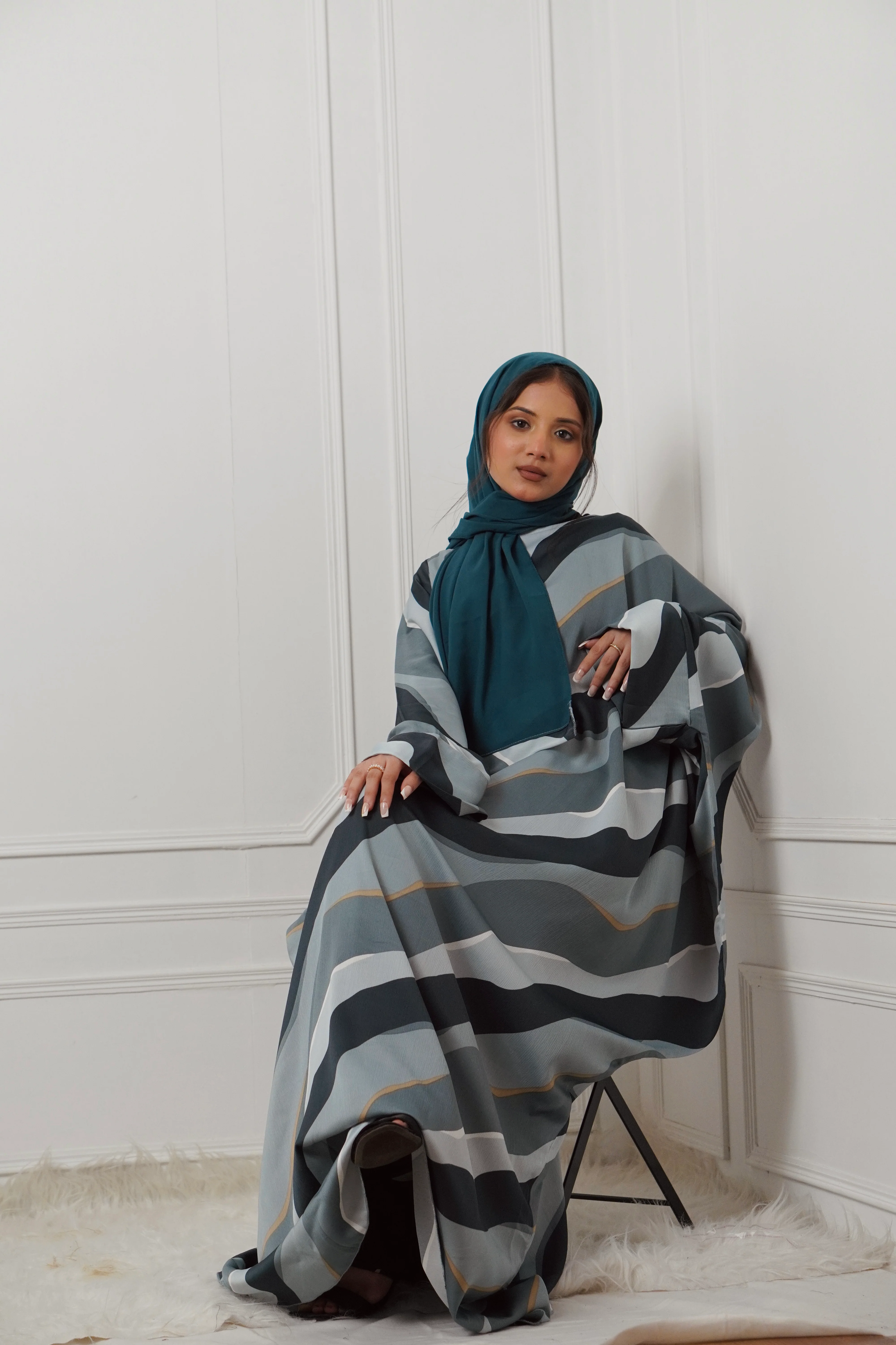 Y2K PRINTED ABAYAH - TURQUOISE - Image 11