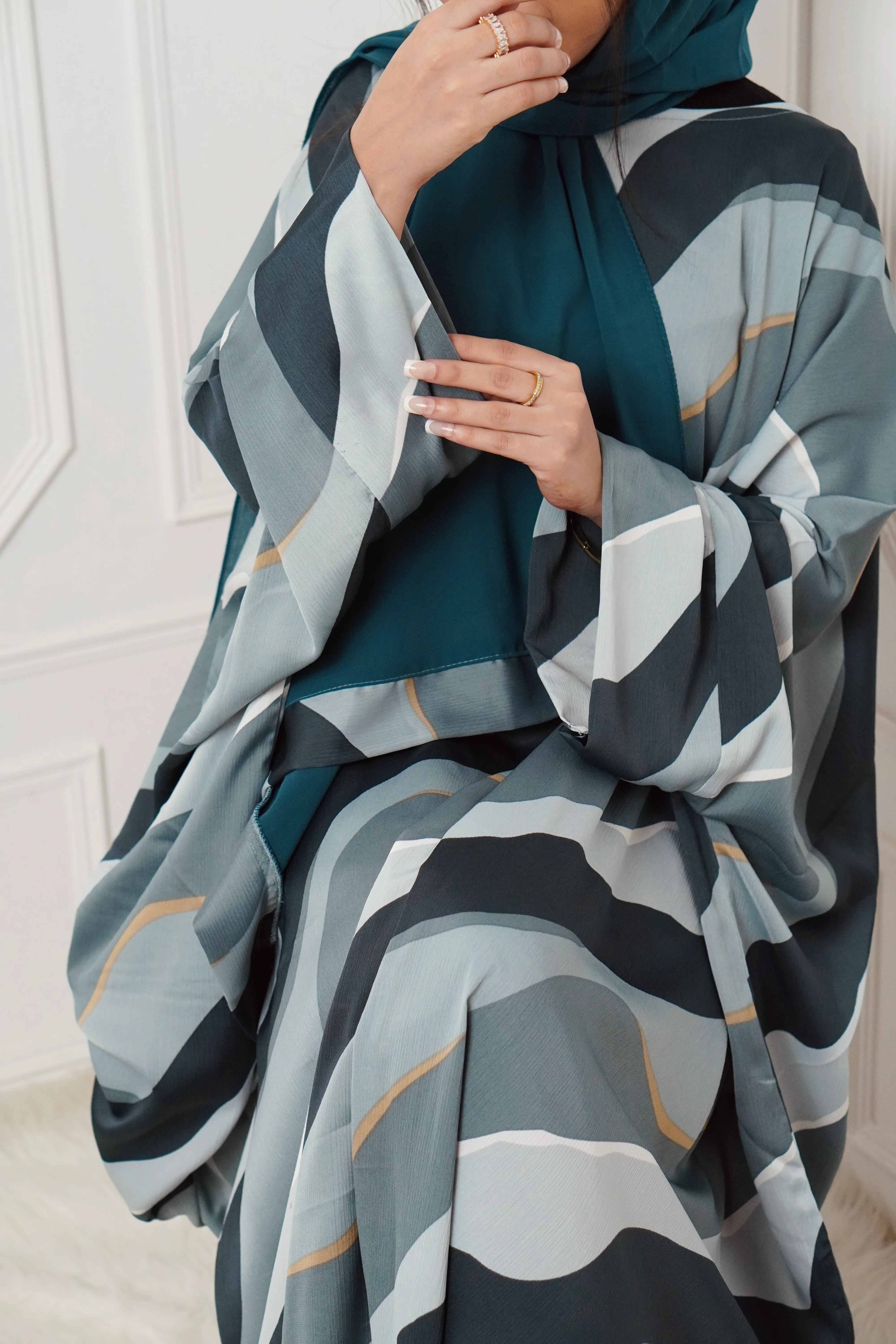 Y2K PRINTED ABAYAH - TURQUOISE - Image 6