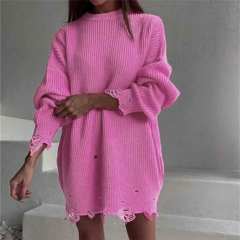 Pullover Women Sweater Dress - Oversized - Image 11