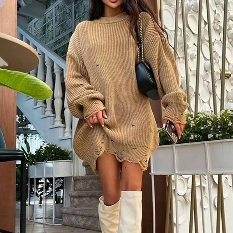 Pullover Women Sweater Dress - Oversized - Image 13