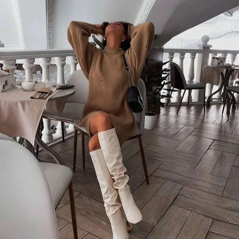 Pullover Women Sweater Dress - Oversized - Image 14