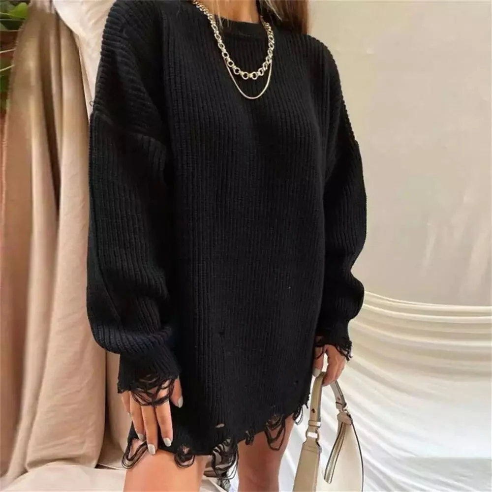 Pullover Women Sweater Dress - Oversized - Image 7
