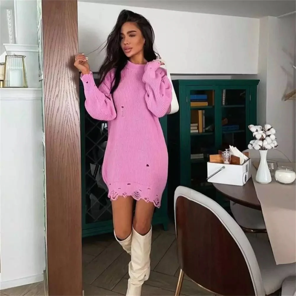 Pullover Women Sweater Dress - Oversized - Image 9