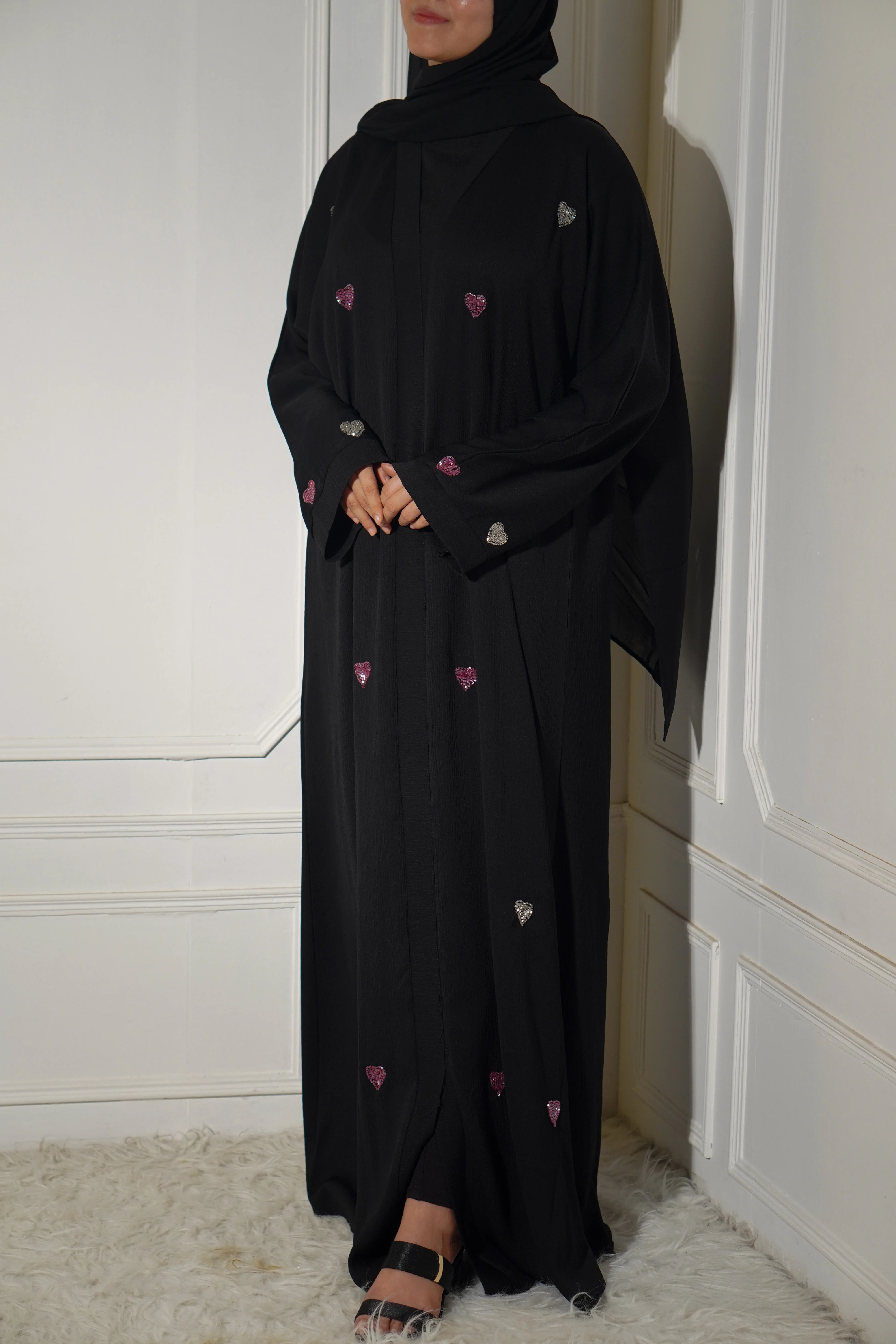 Qalbi Abayah - Pink & Silver - Image 13