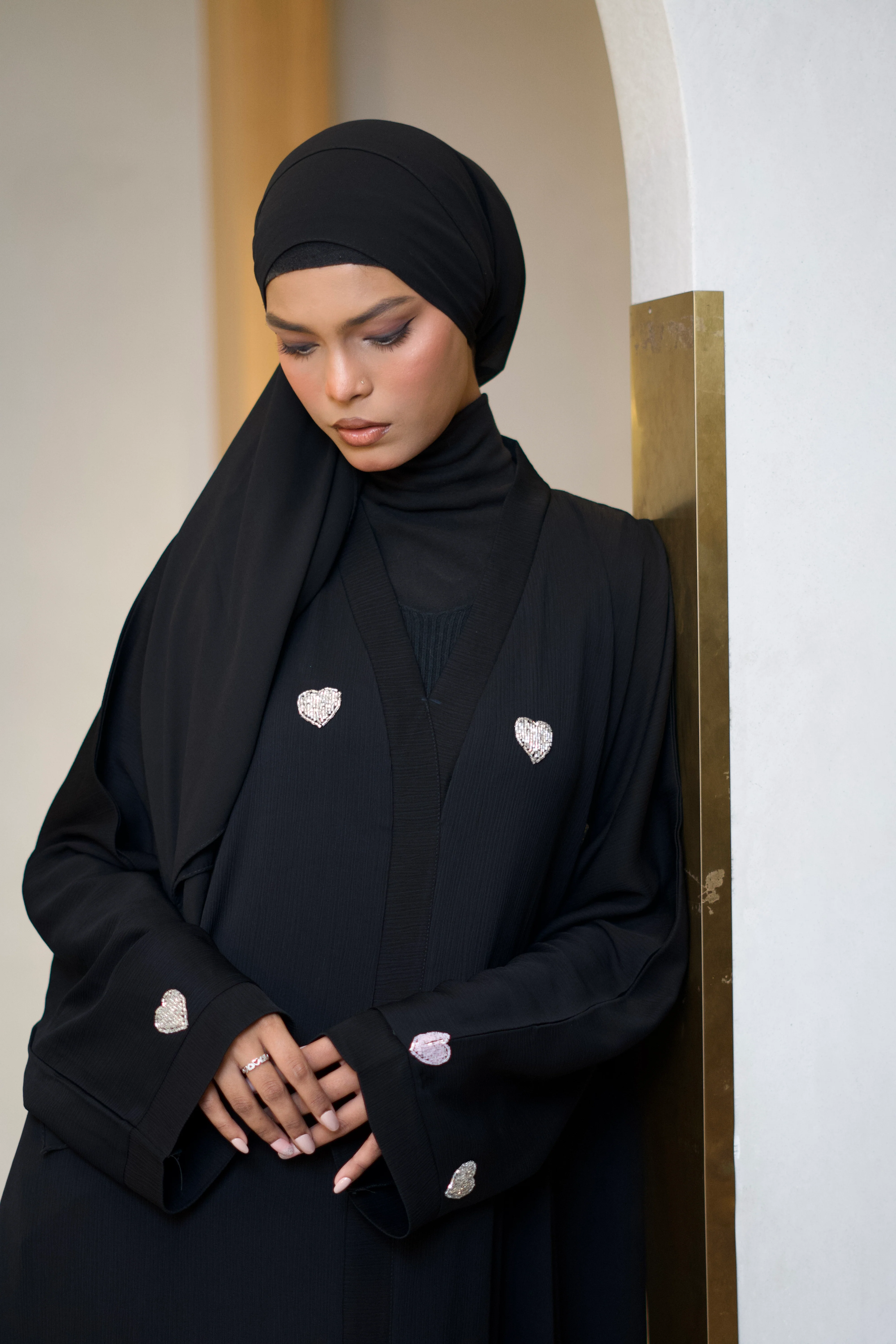 Qalbi Abayah - Pink & Silver - Image 15