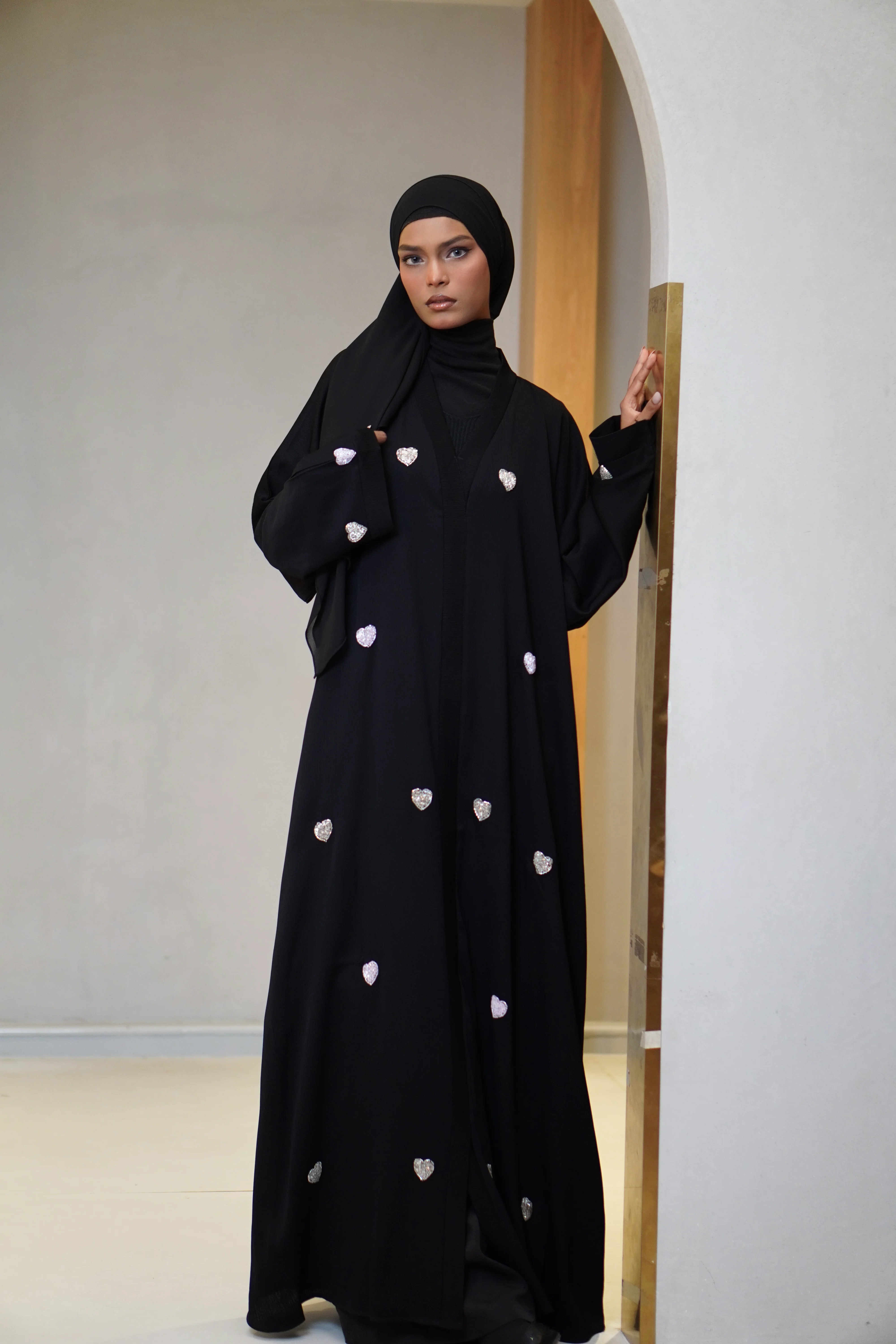 Qalbi Abayah - Pink & Silver - Image 2