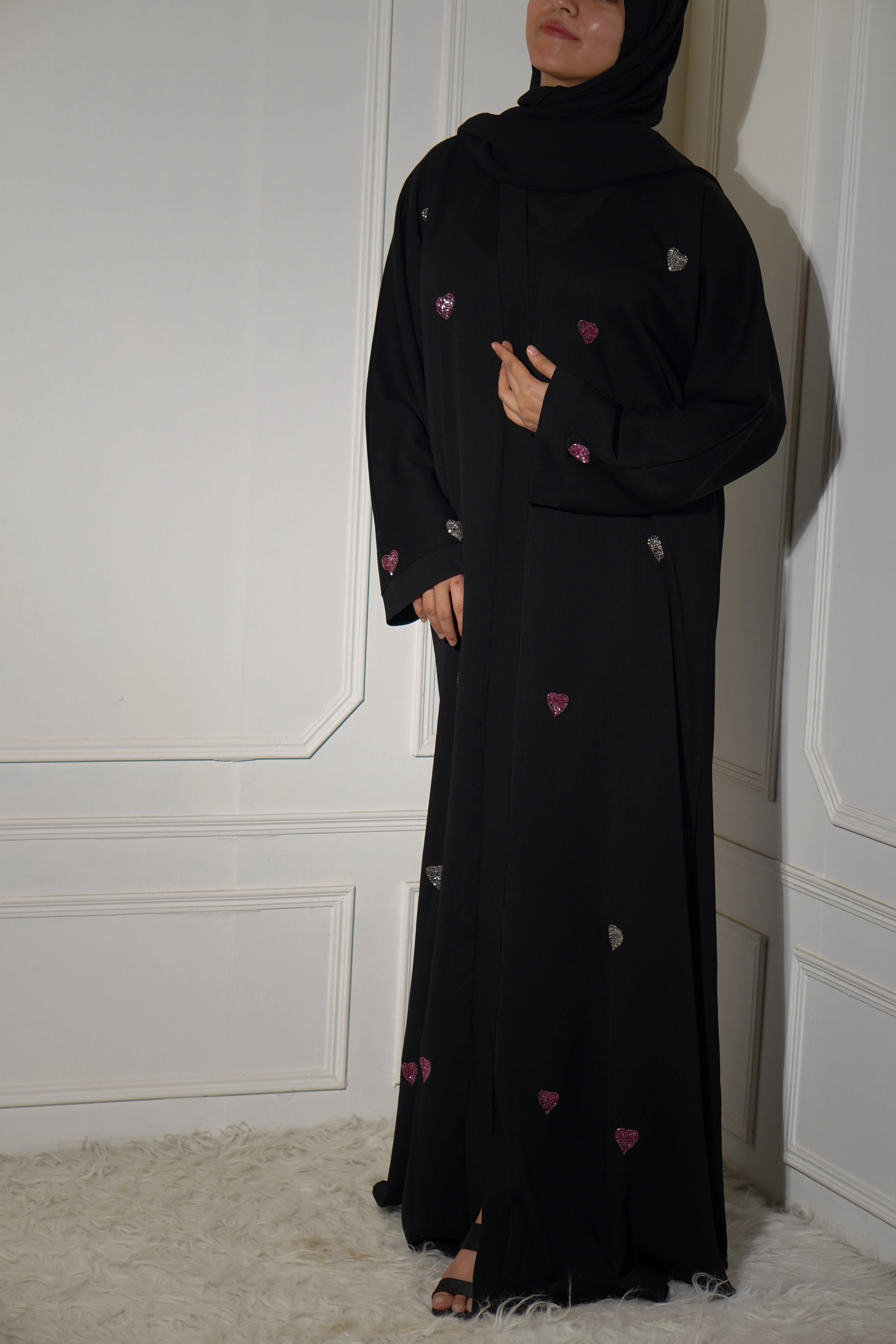 Qalbi Abayah - Pink & Silver - Image 21