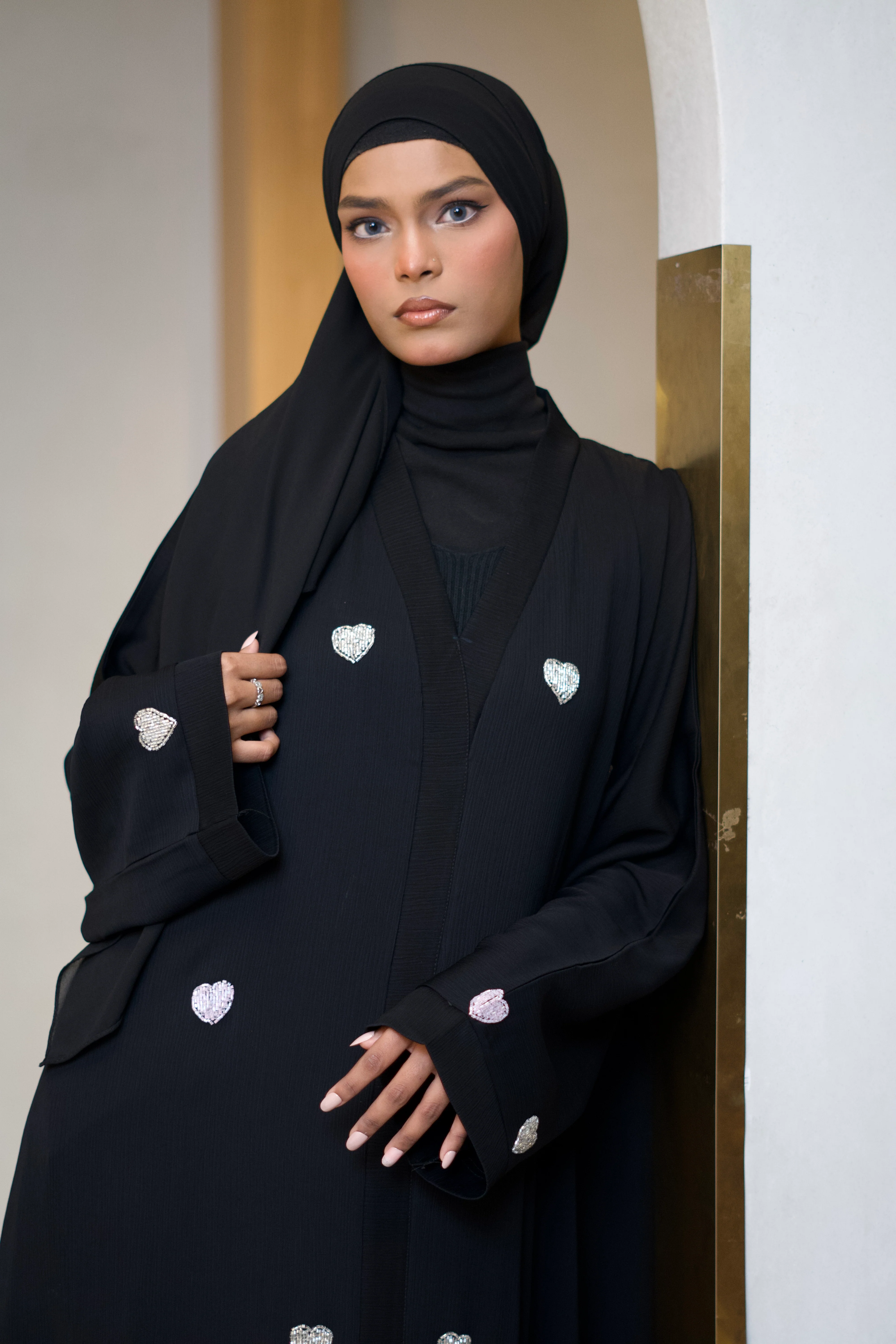 Qalbi Abayah - Pink & Silver - Image 4
