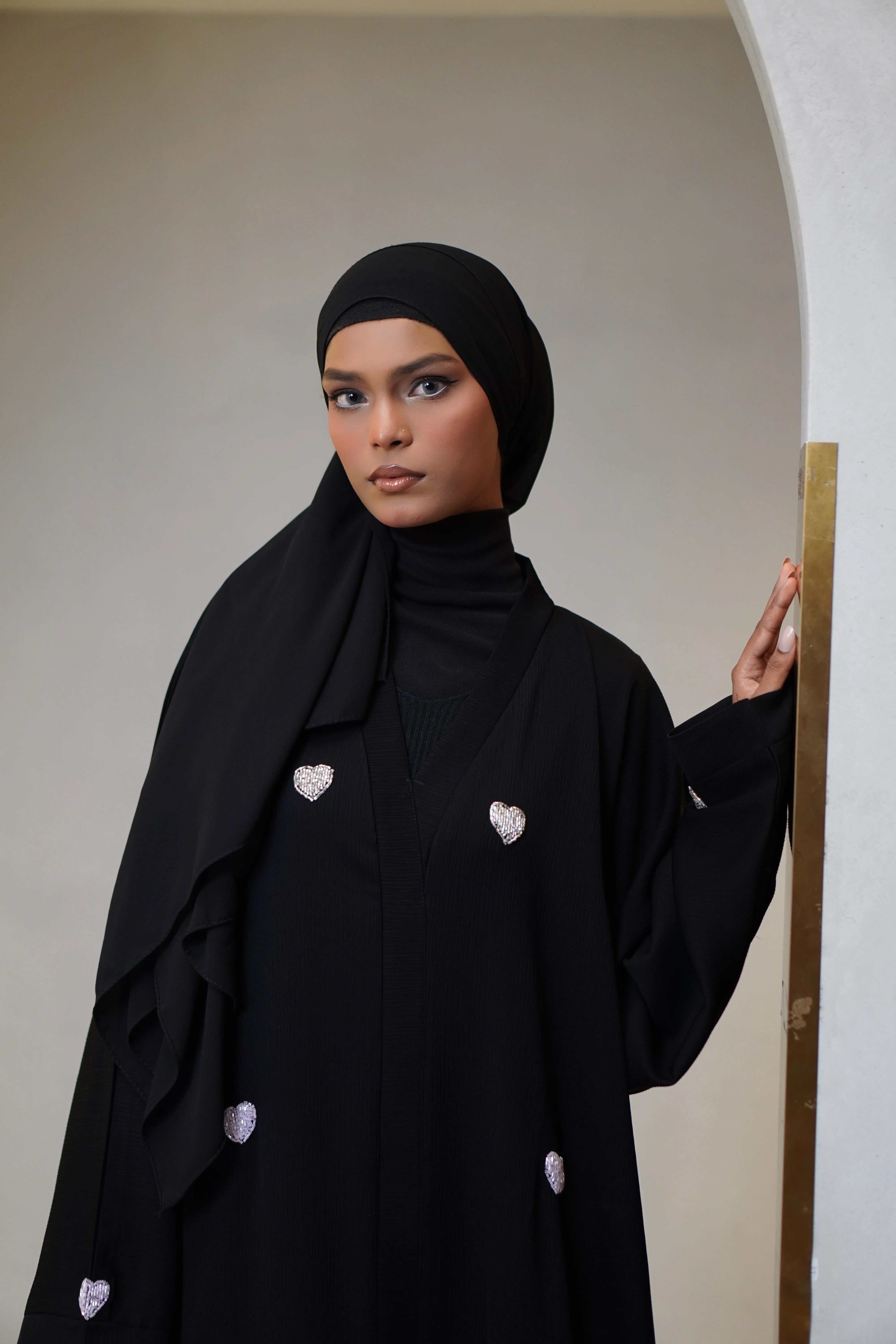 Qalbi Abayah - Pink & Silver - Image 8