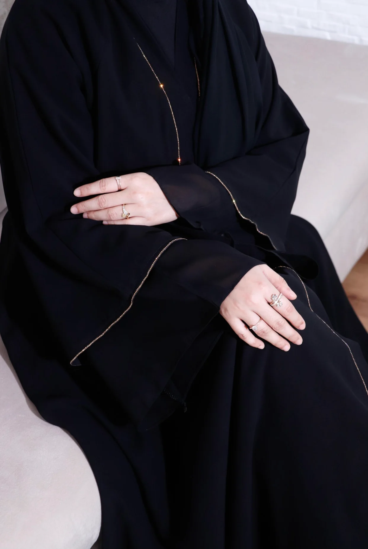 Rhinestone Abayah - Midnight Black - Image 7