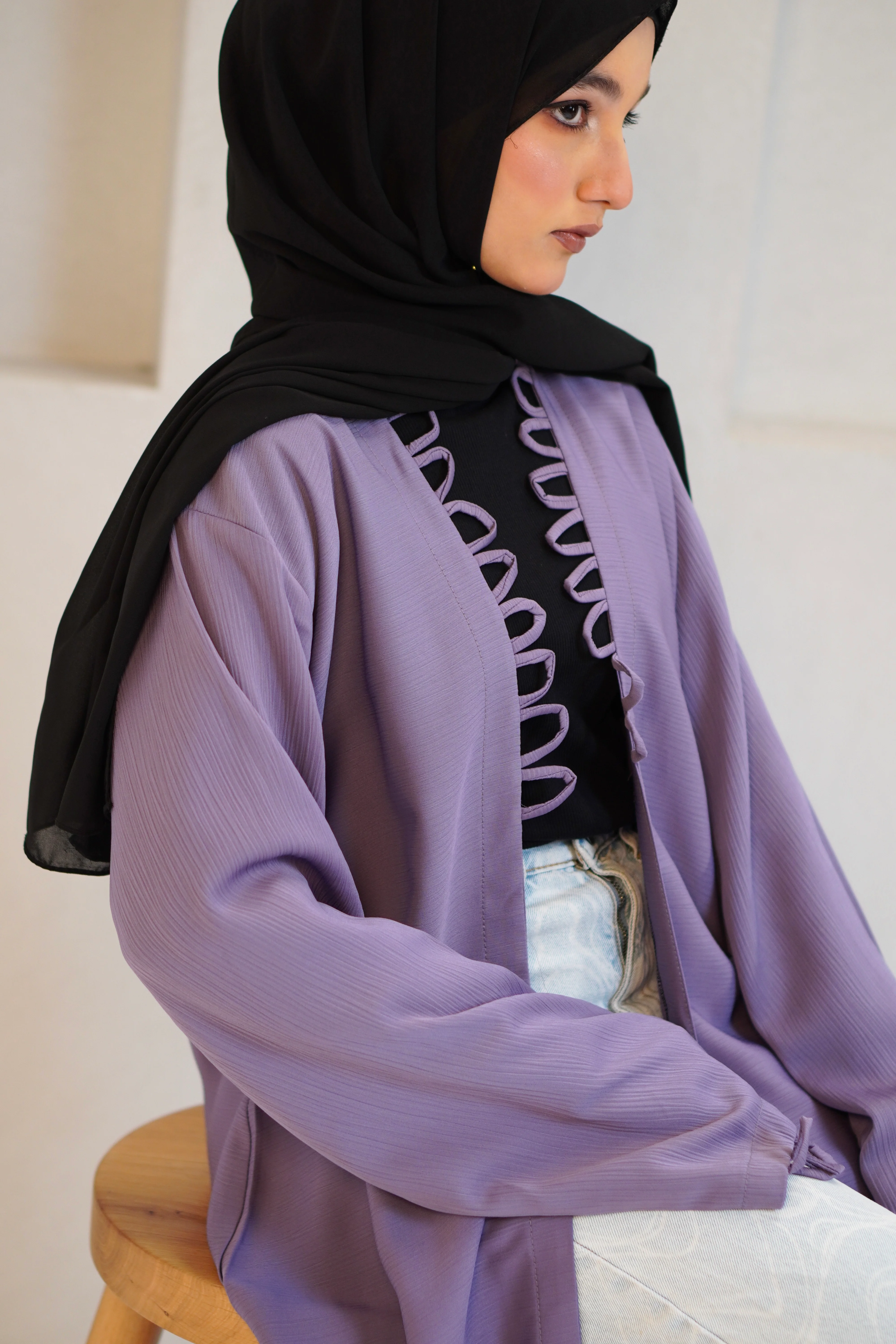 Tie Knot Shrug Abayah - Lavender - Image 14