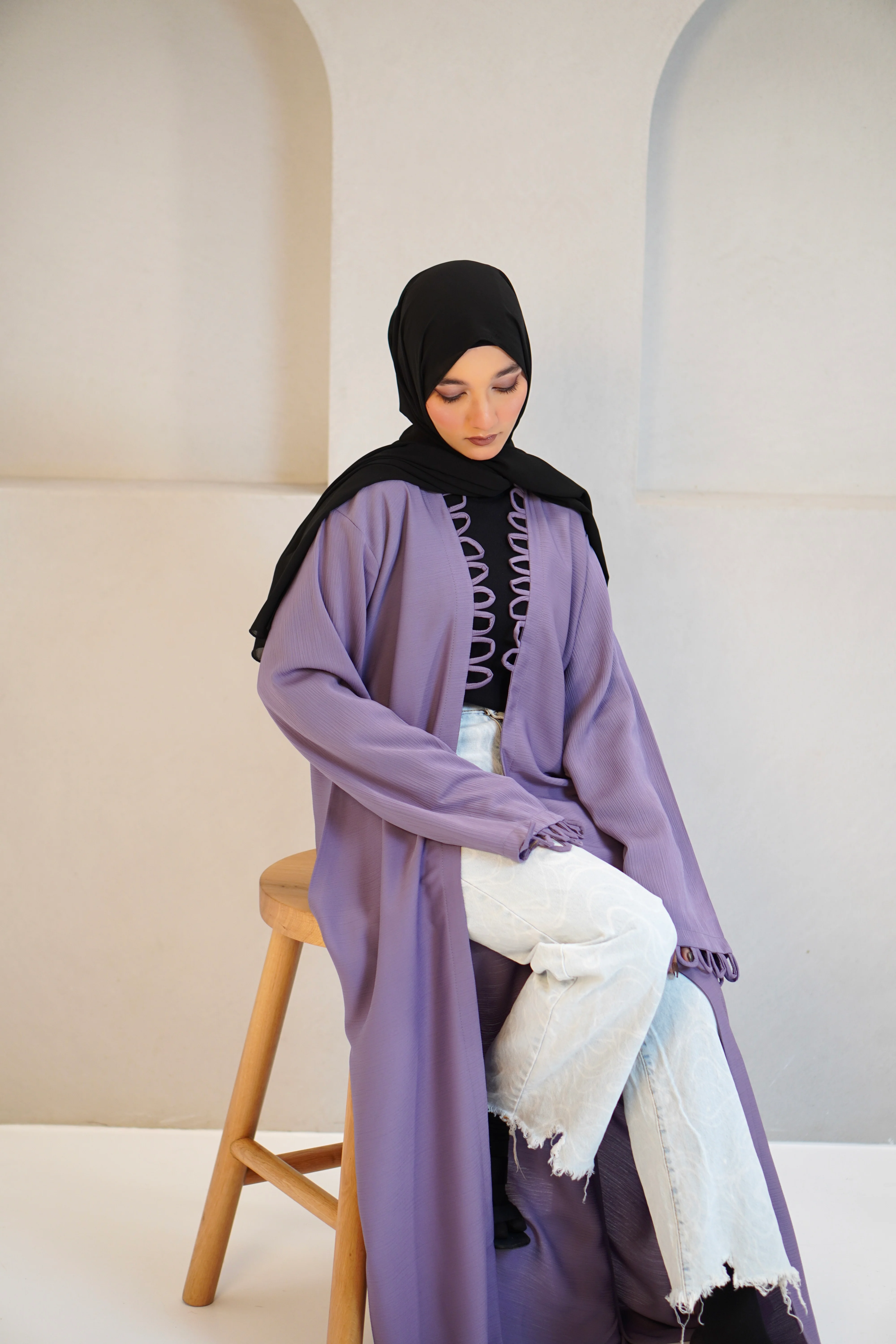 Tie Knot Shrug Abayah - Lavender - Image 15