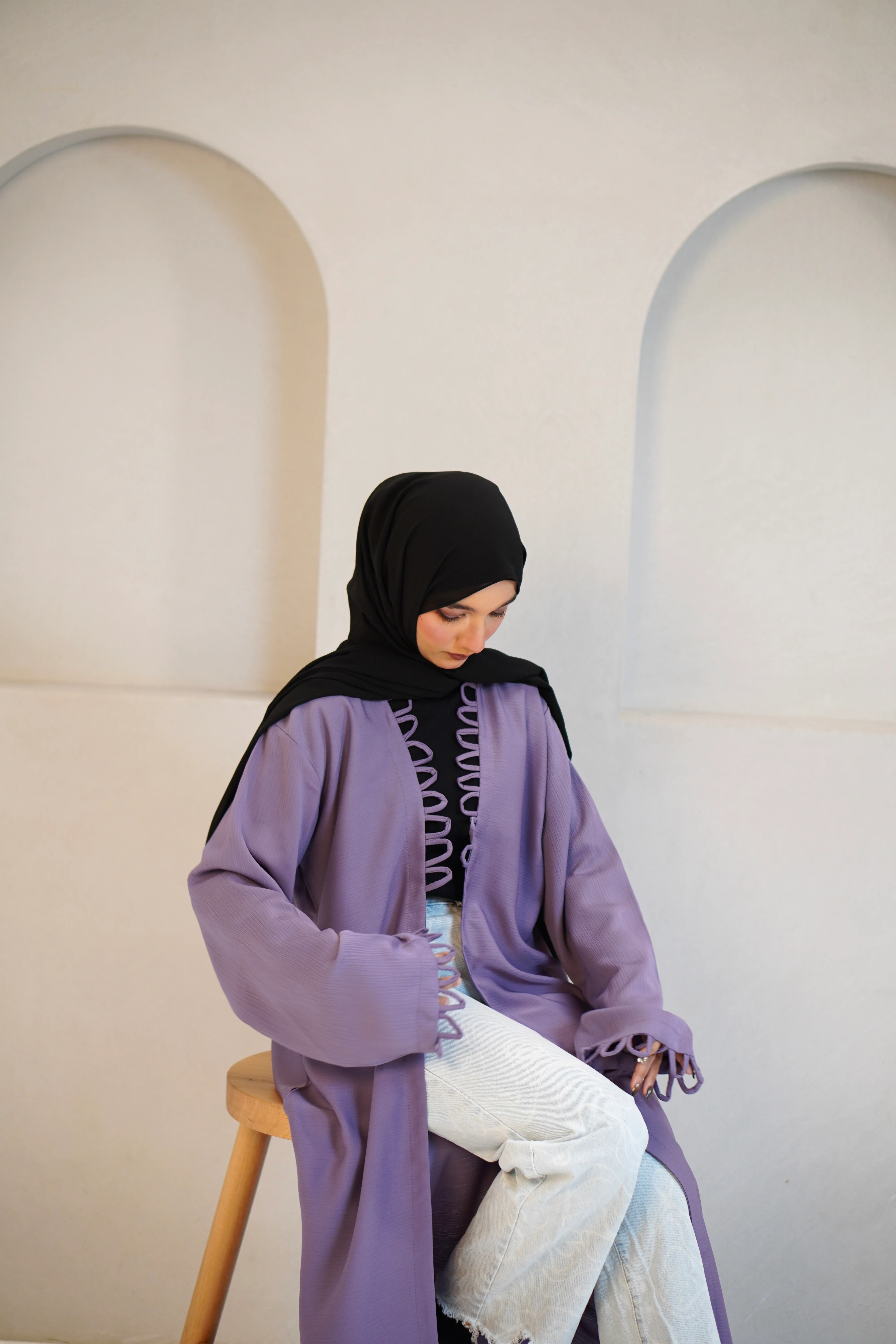 Tie Knot Shrug Abayah - Lavender - Image 16
