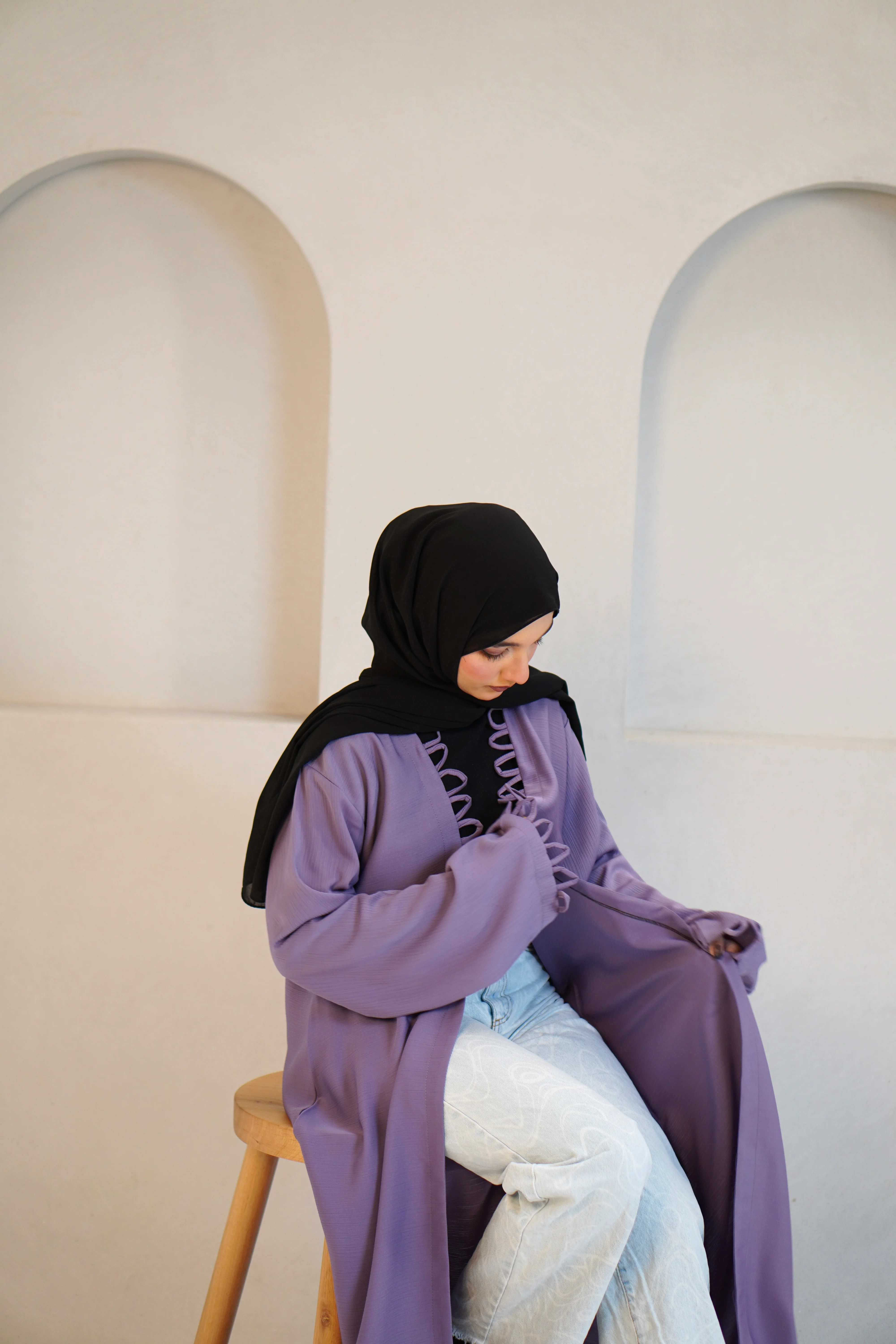 Tie Knot Shrug Abayah - Lavender - Image 17