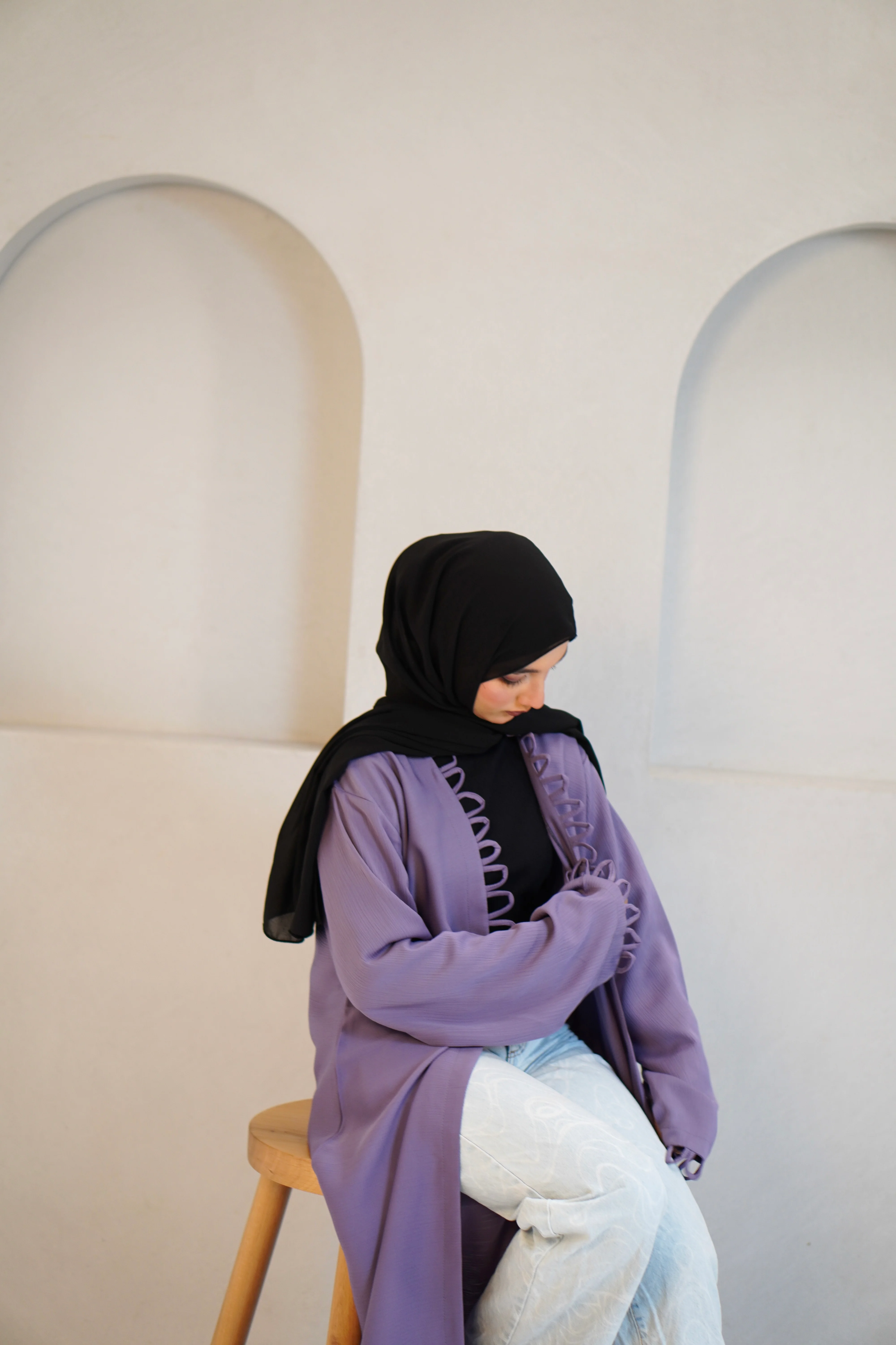 Tie Knot Shrug Abayah - Lavender - Image 18