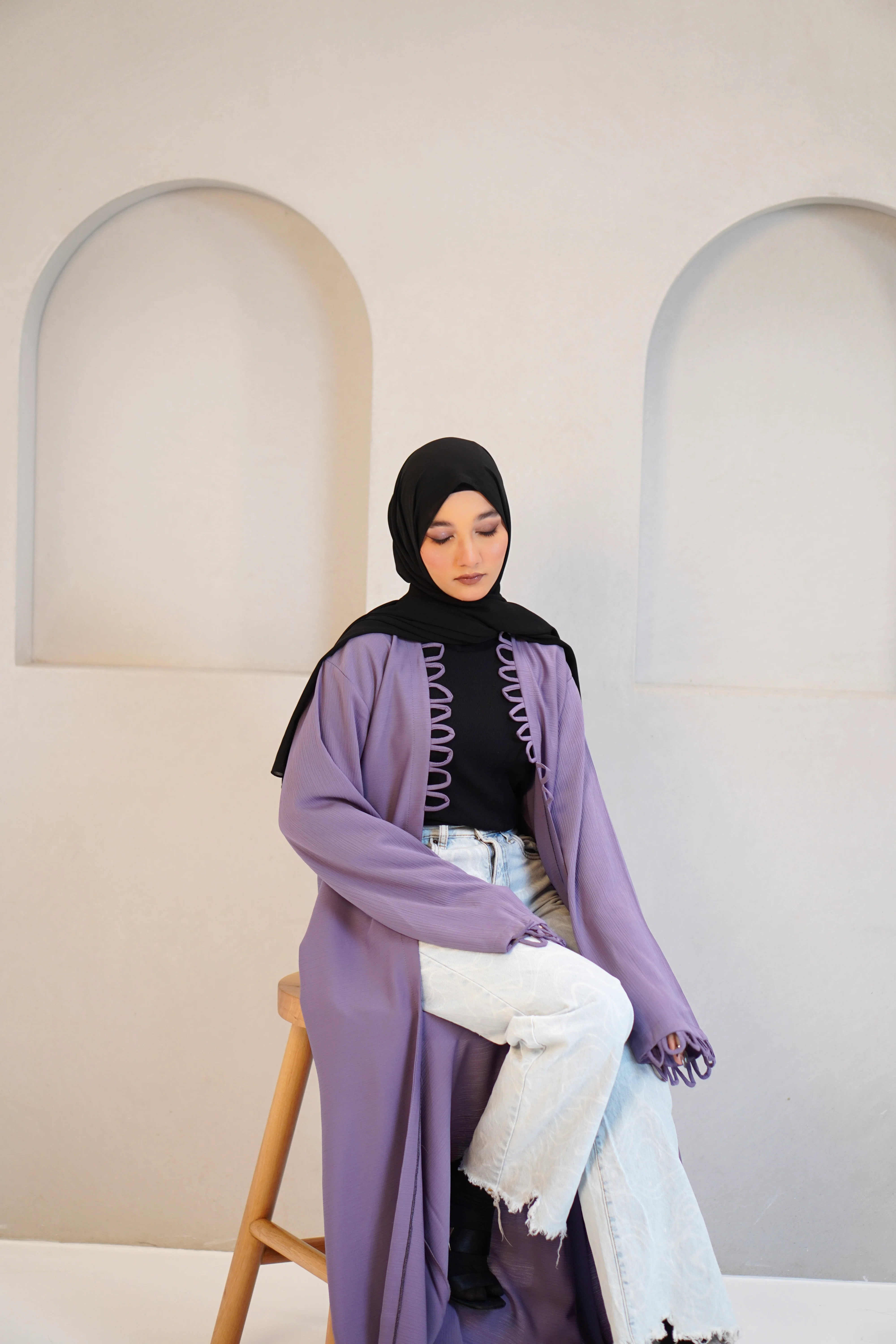 Tie Knot Shrug Abayah - Lavender - Image 20