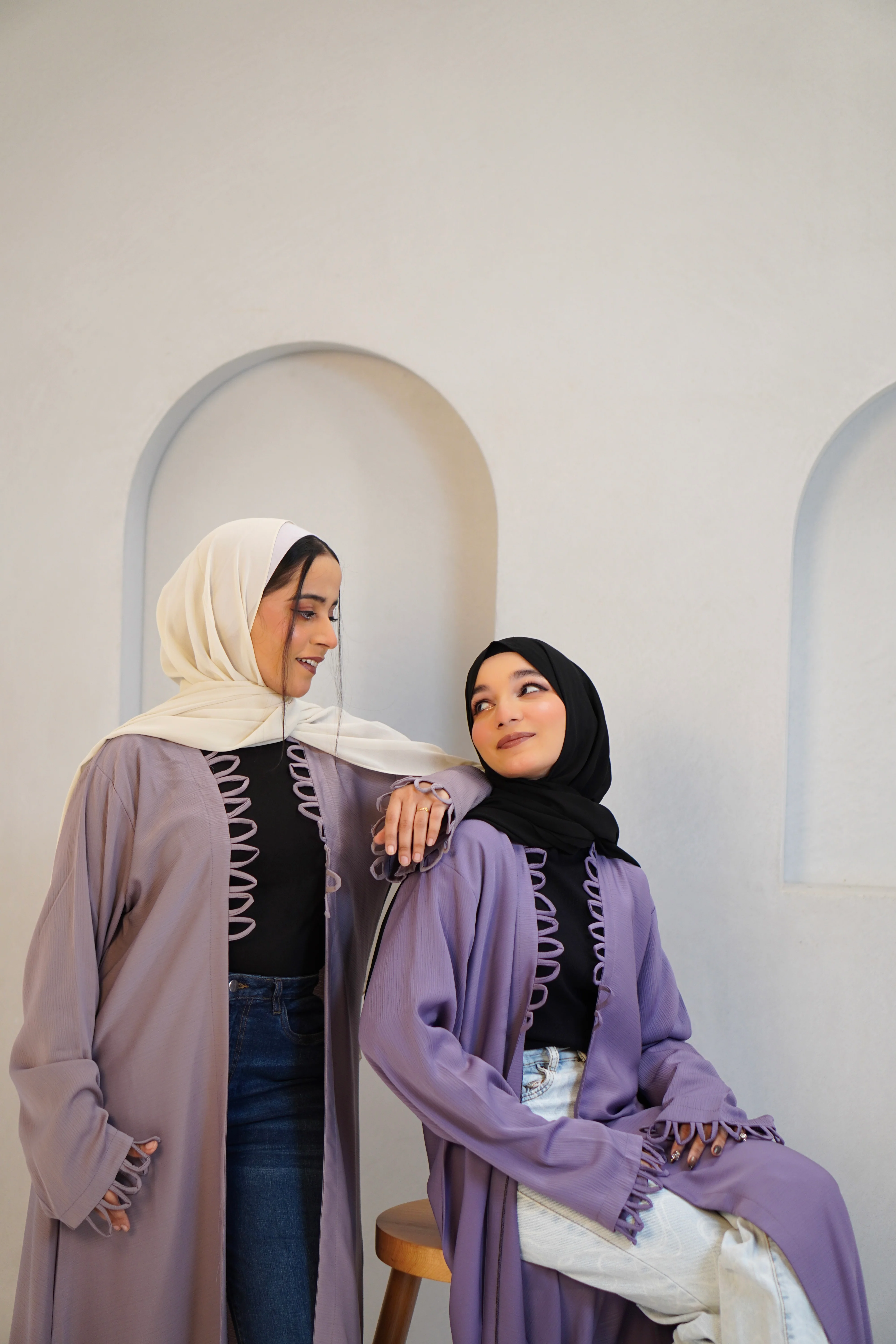 Tie Knot Shrug Abayah - Lavender - Image 21