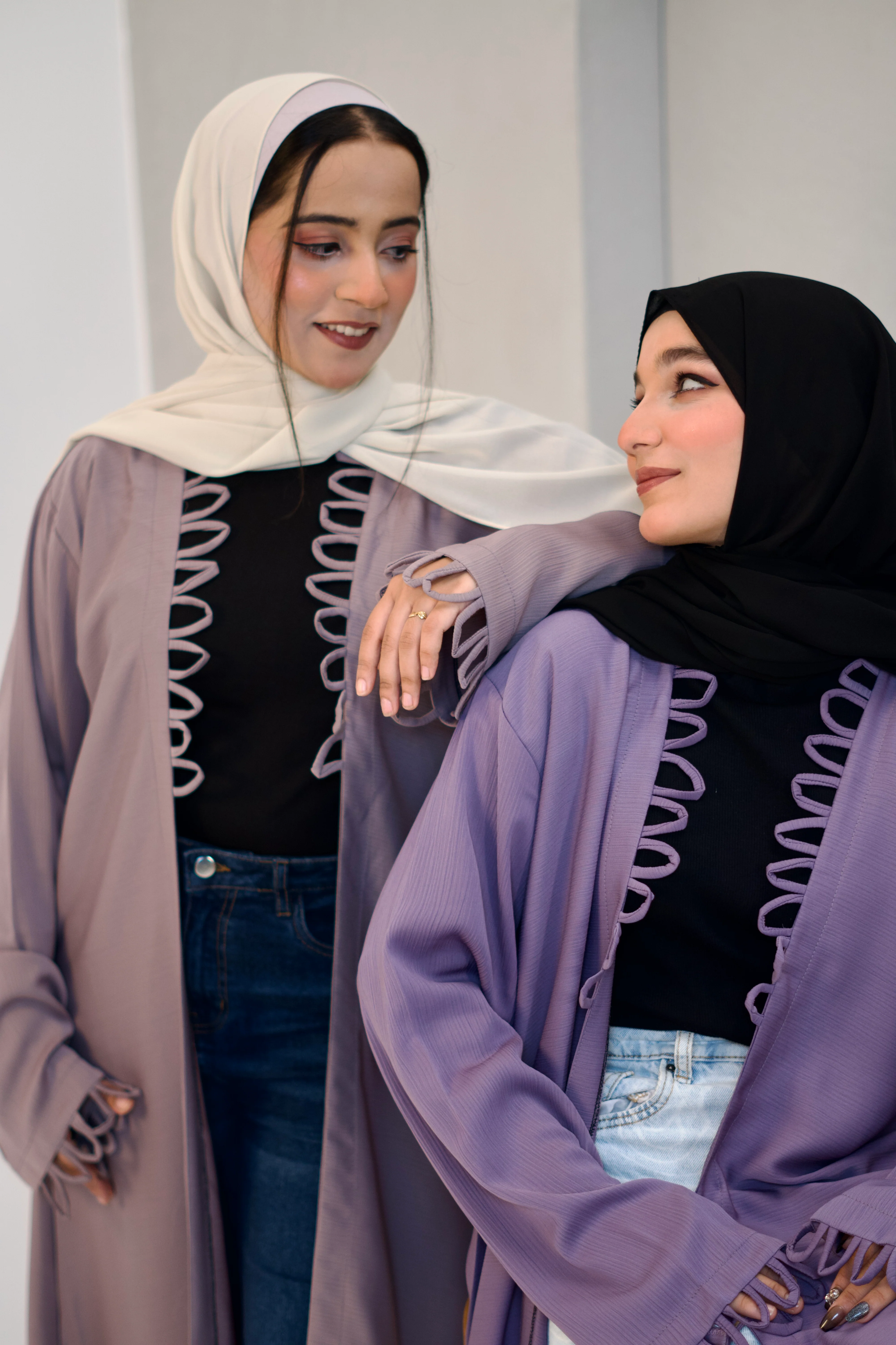 Tie Knot Shrug Abayah - Lavender - Image 3